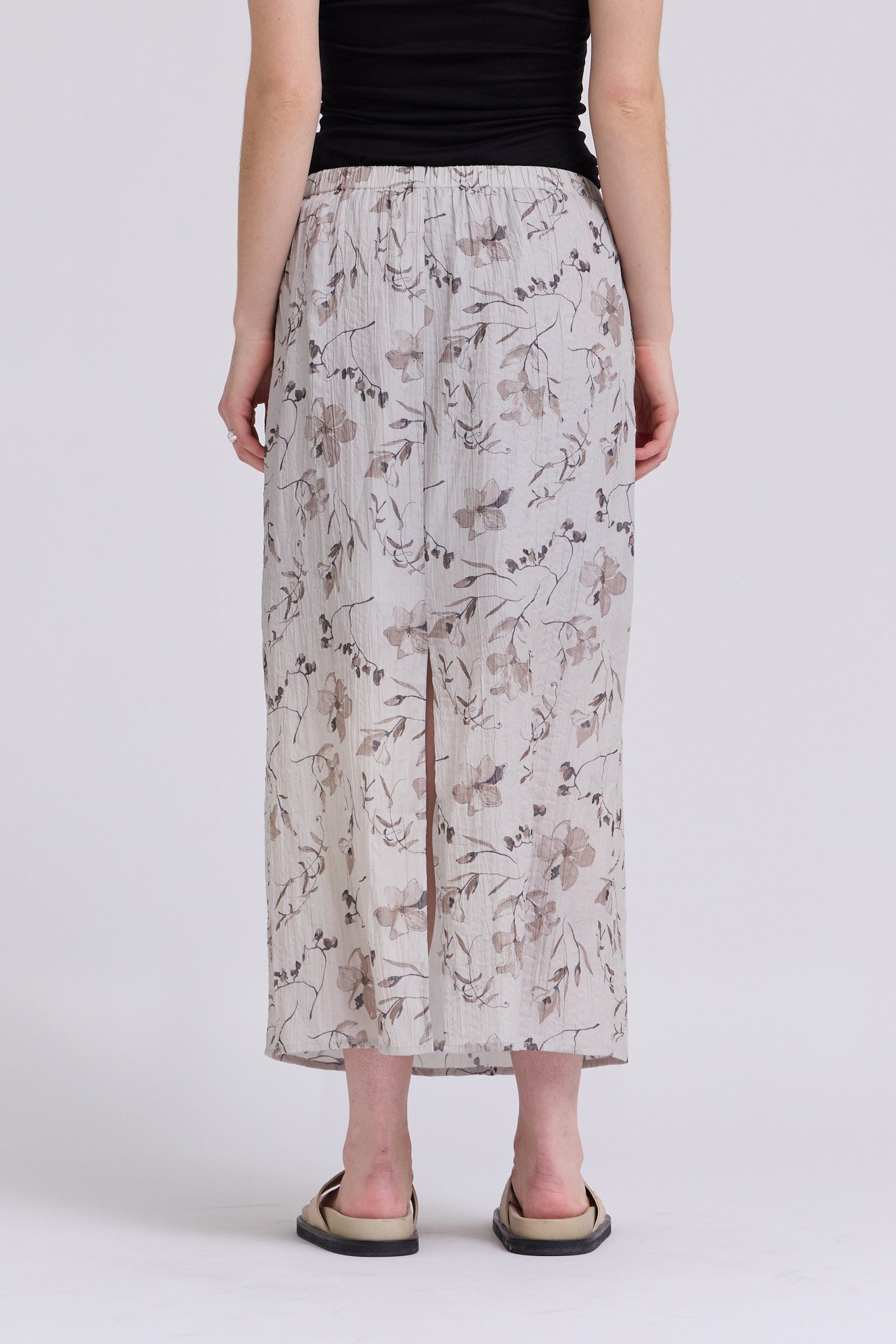 Banding Waist Printed Skirt in Haze