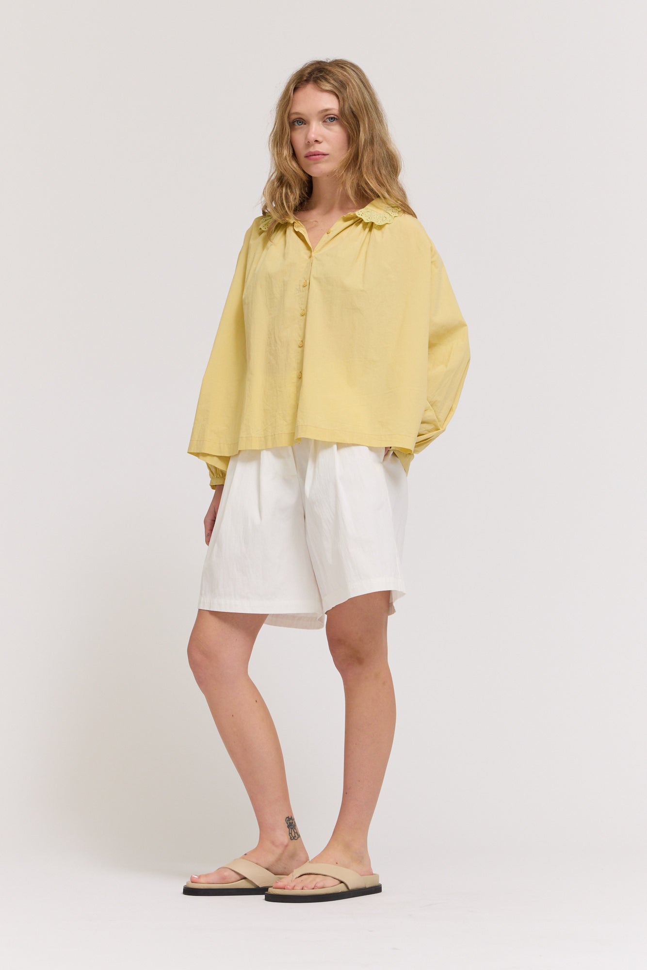 Eyelet Collar Shirt in Daffodil