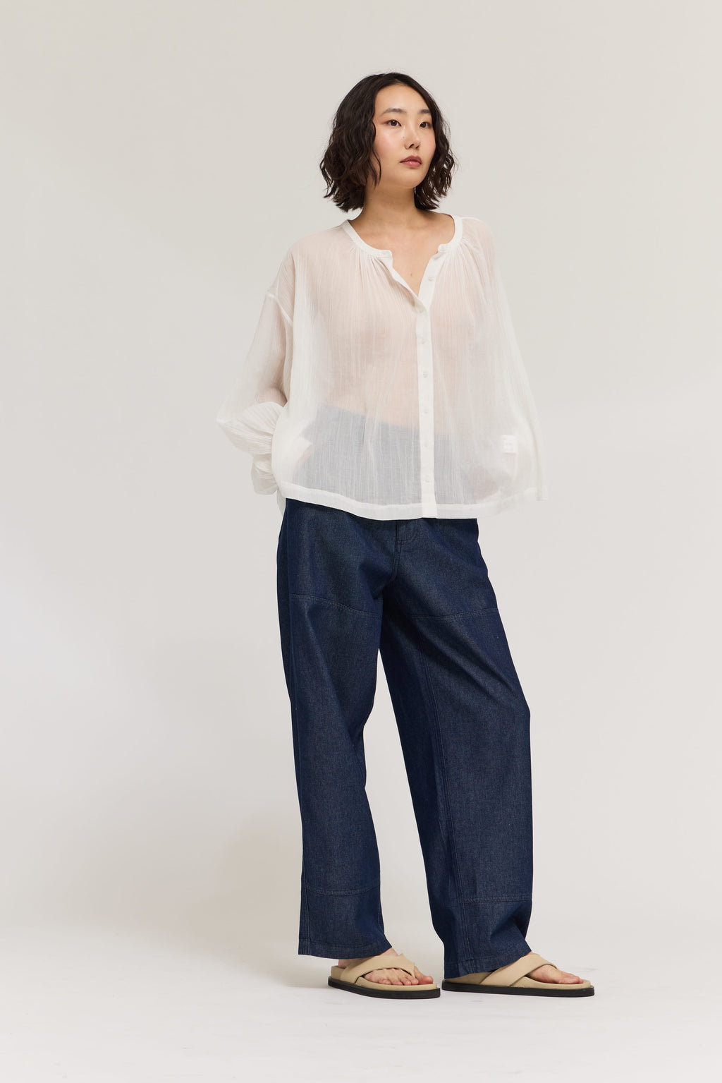 High Rise Ballon Fit Denim Pants in Indigo