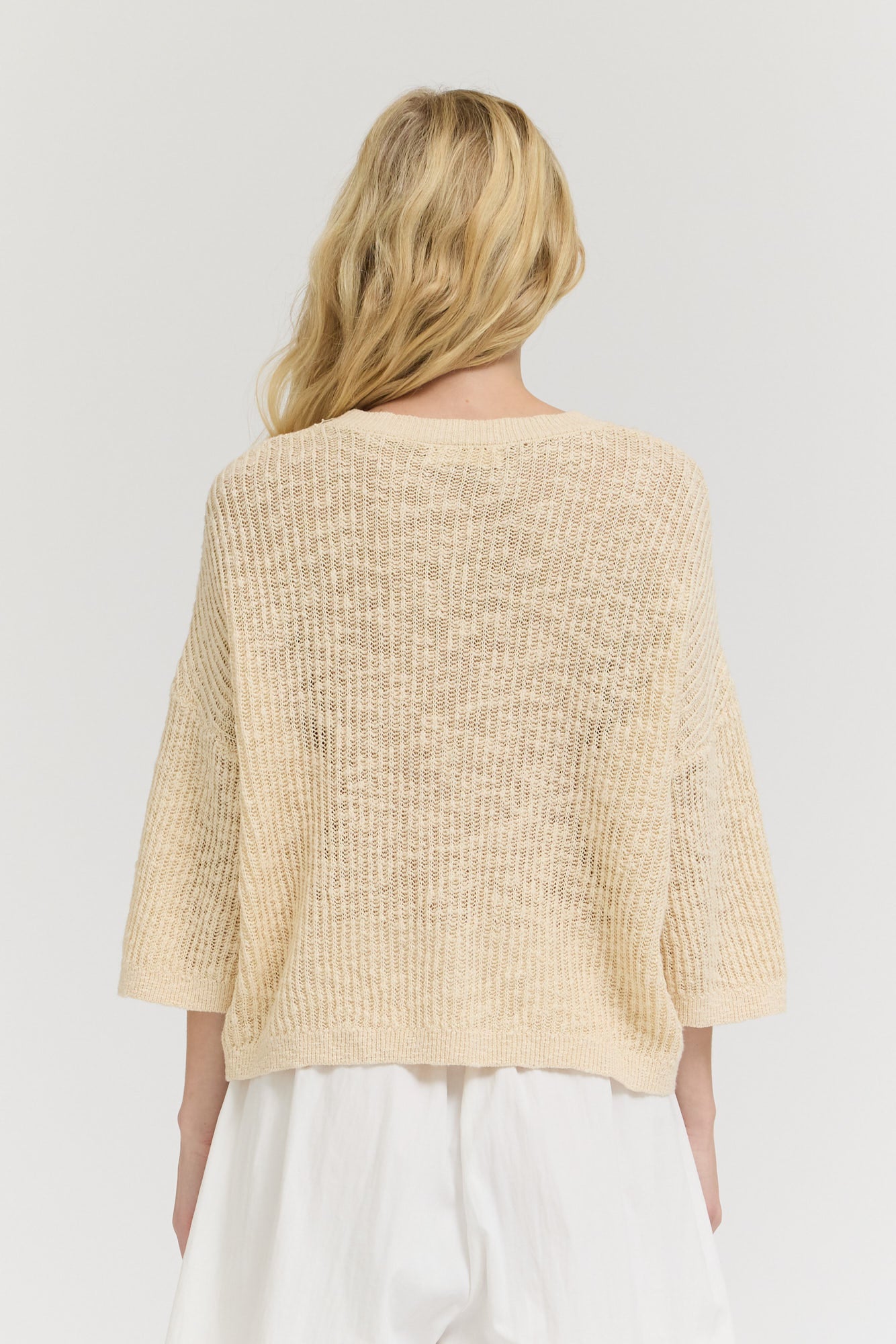 Textured Knit Tee in Cream