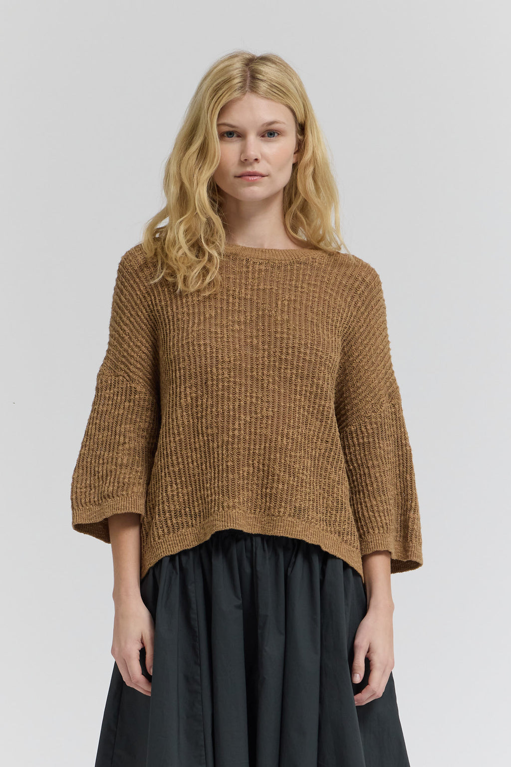 Textured Knit Tee in Twig