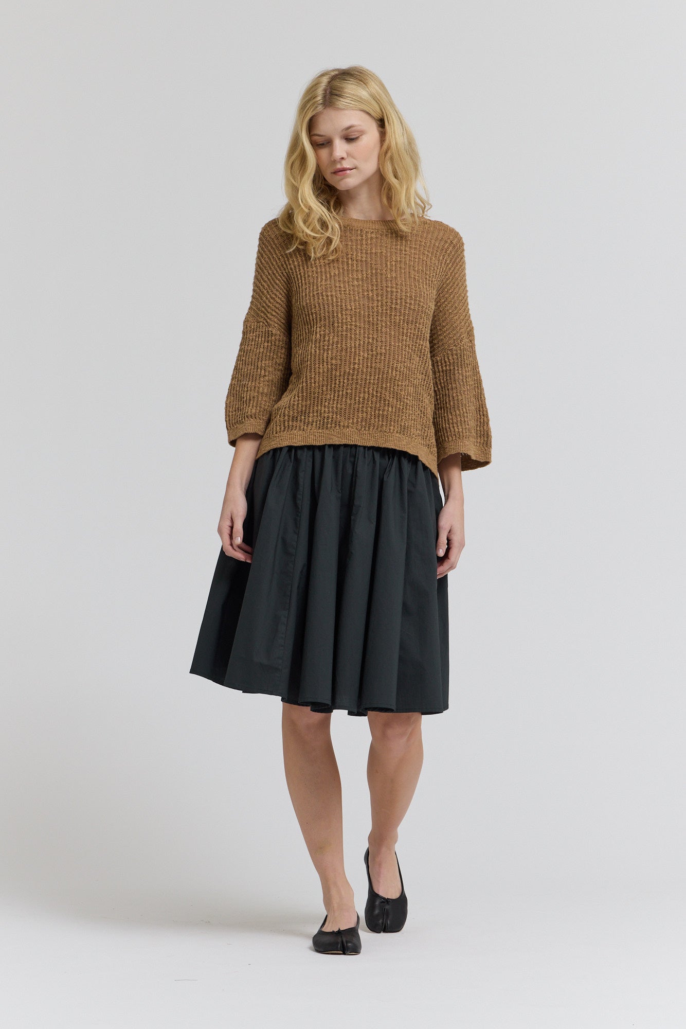 Textured Knit Tee in Twig