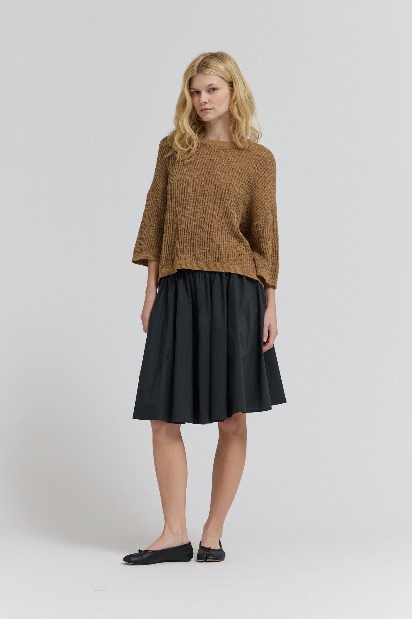 Textured Knit Tee in Twig