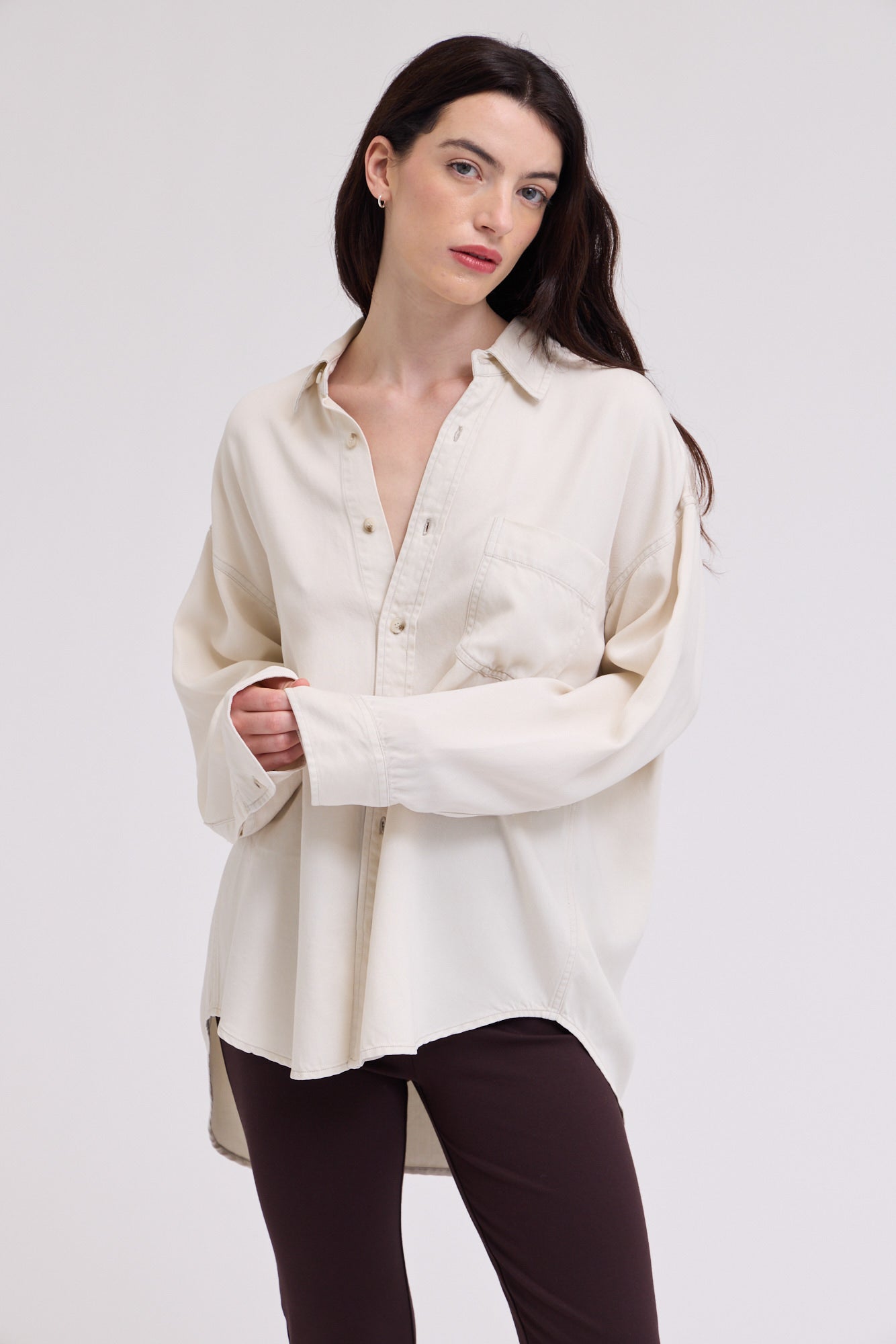 Oversize Tencel Shirt in Milk