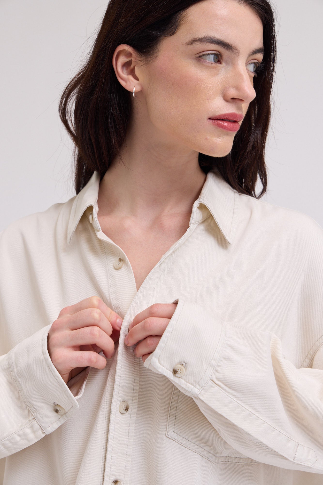 Oversize Tencel Shirt in Milk