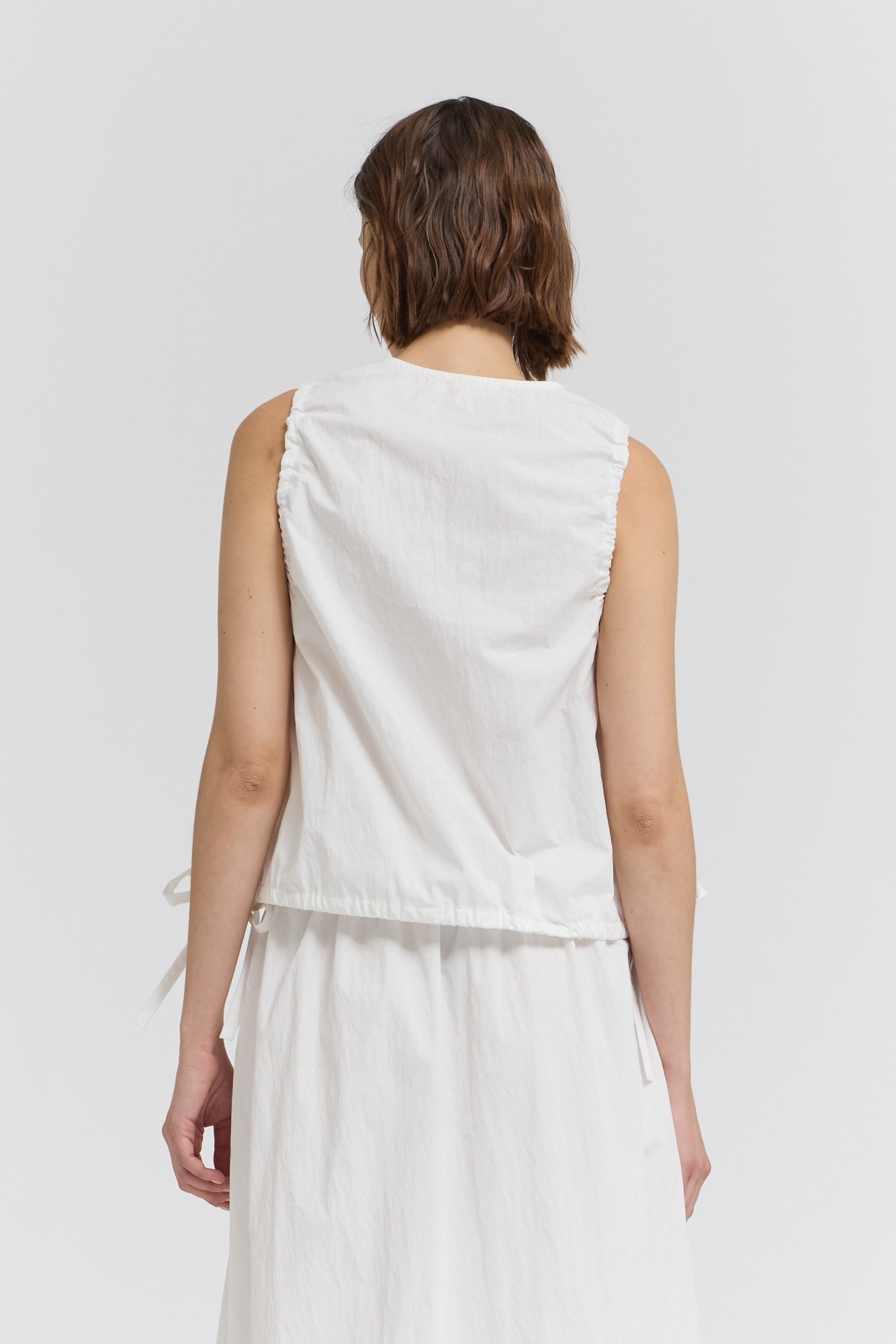 Gathered Crop Tank in Off White