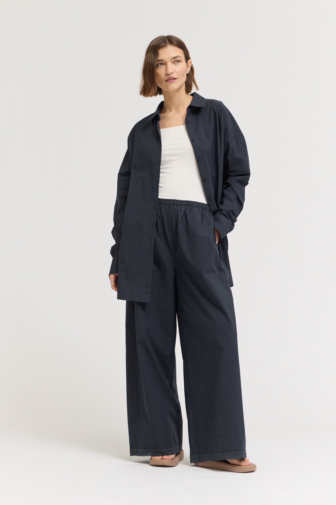 Oversized Round Hem Shirt in Atlantic