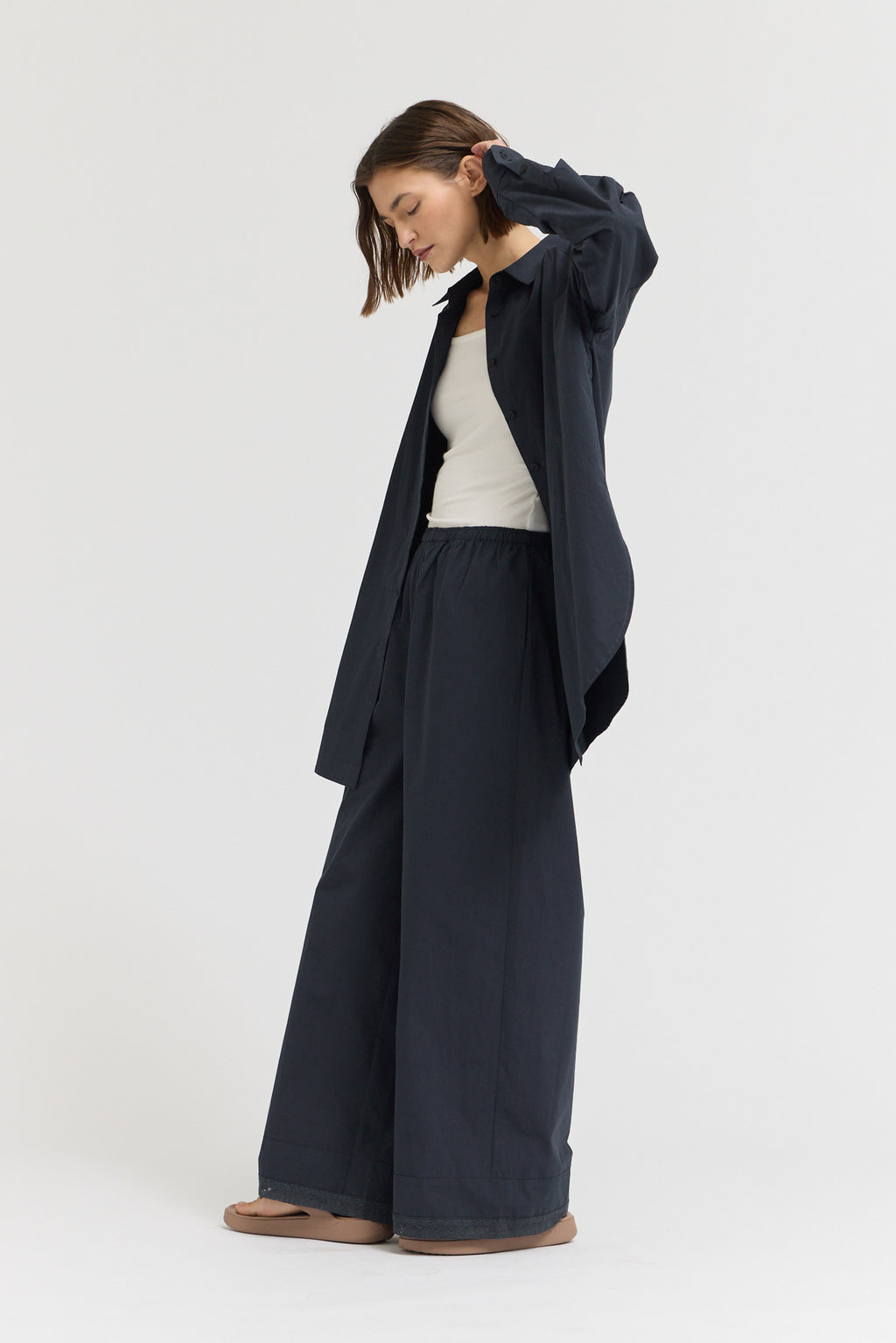 Oversized Round Hem Shirt in Atlantic