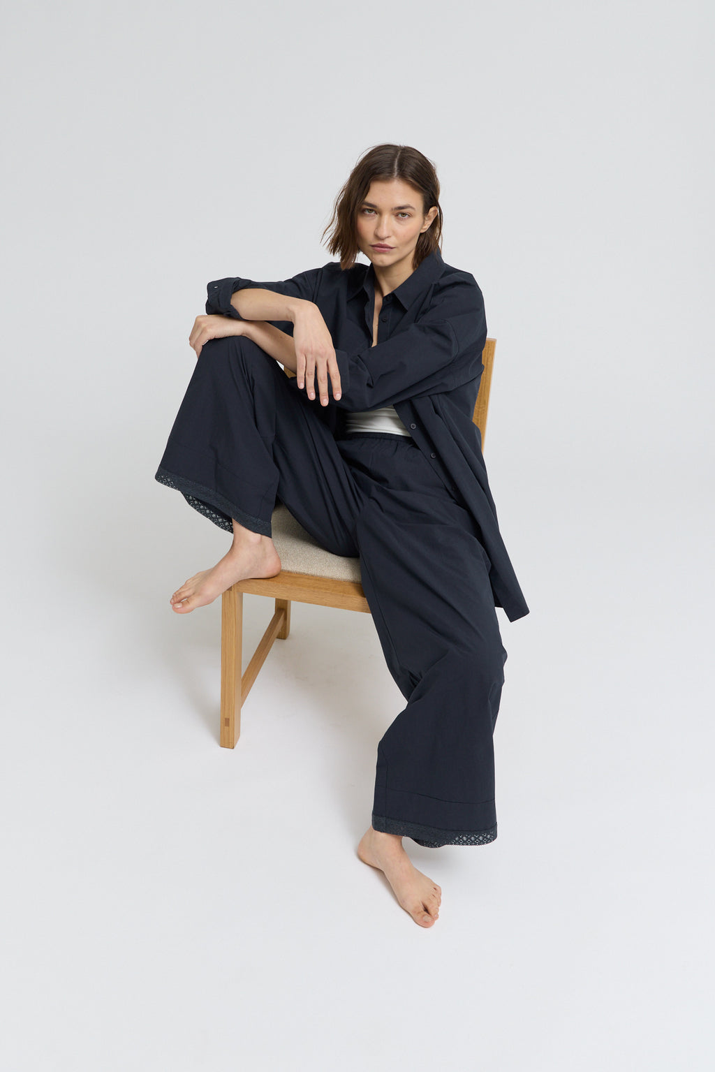 Oversized Round Hem Shirt in Atlantic
