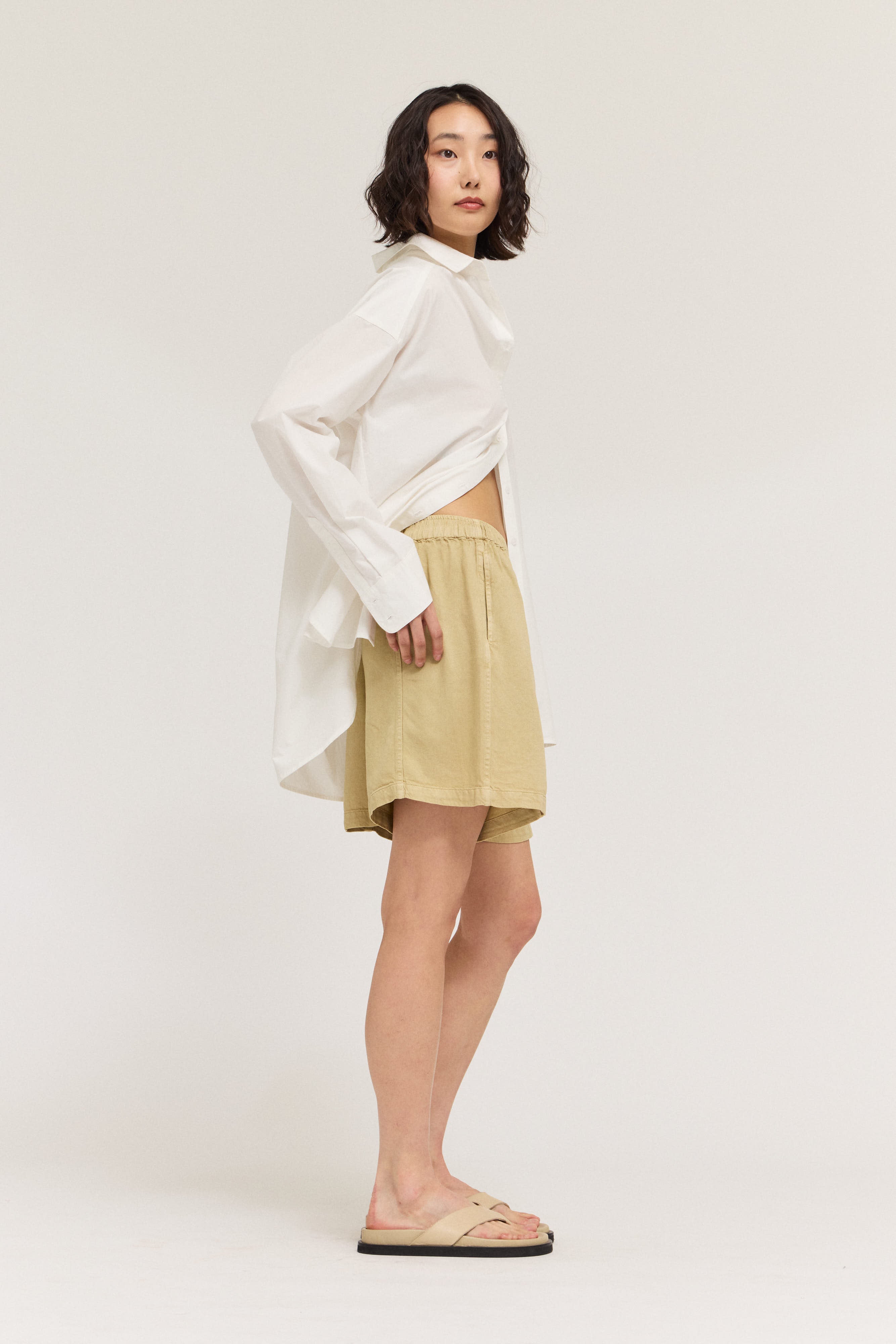Seamed Tencel Shorts