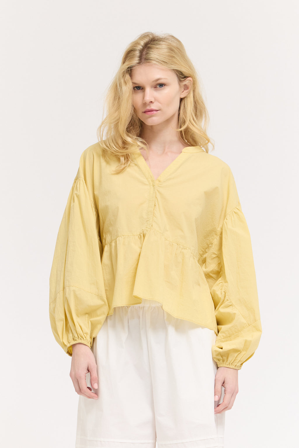 Panel Balloon Sleeve Blouse in Daffodil