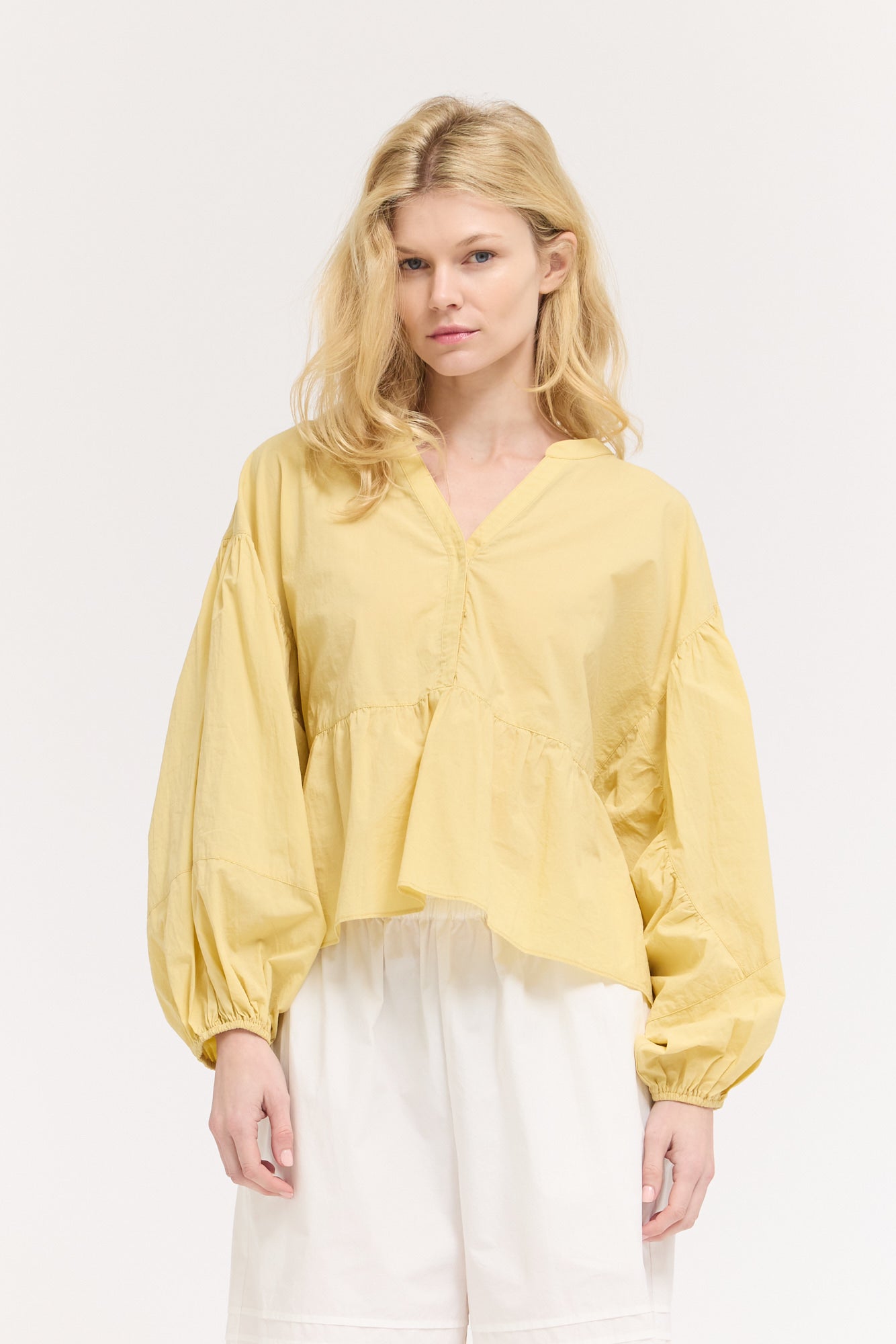 Panel Balloon Sleeve Blouse in Daffodil