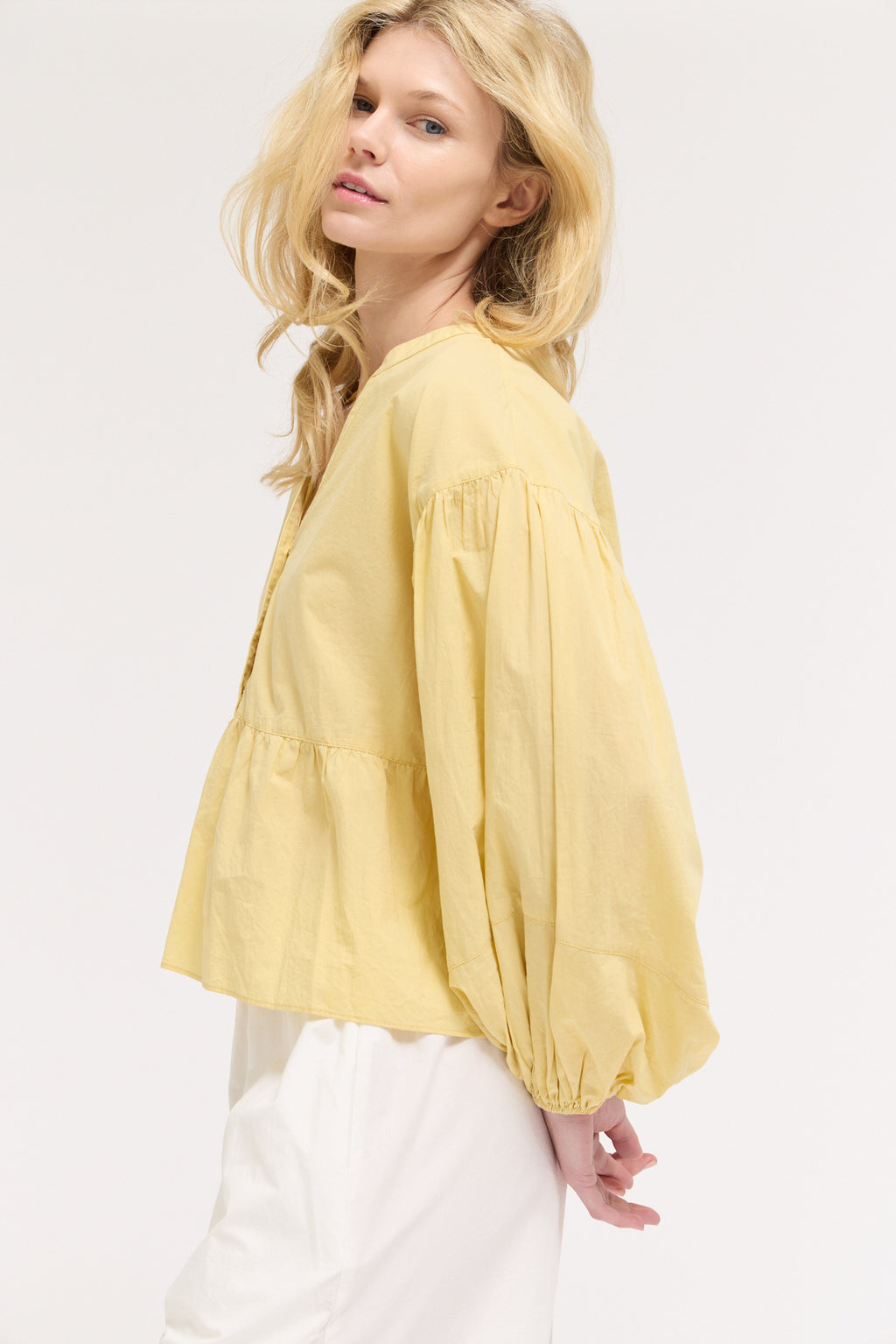 Panel Balloon Sleeve Blouse in Daffodil