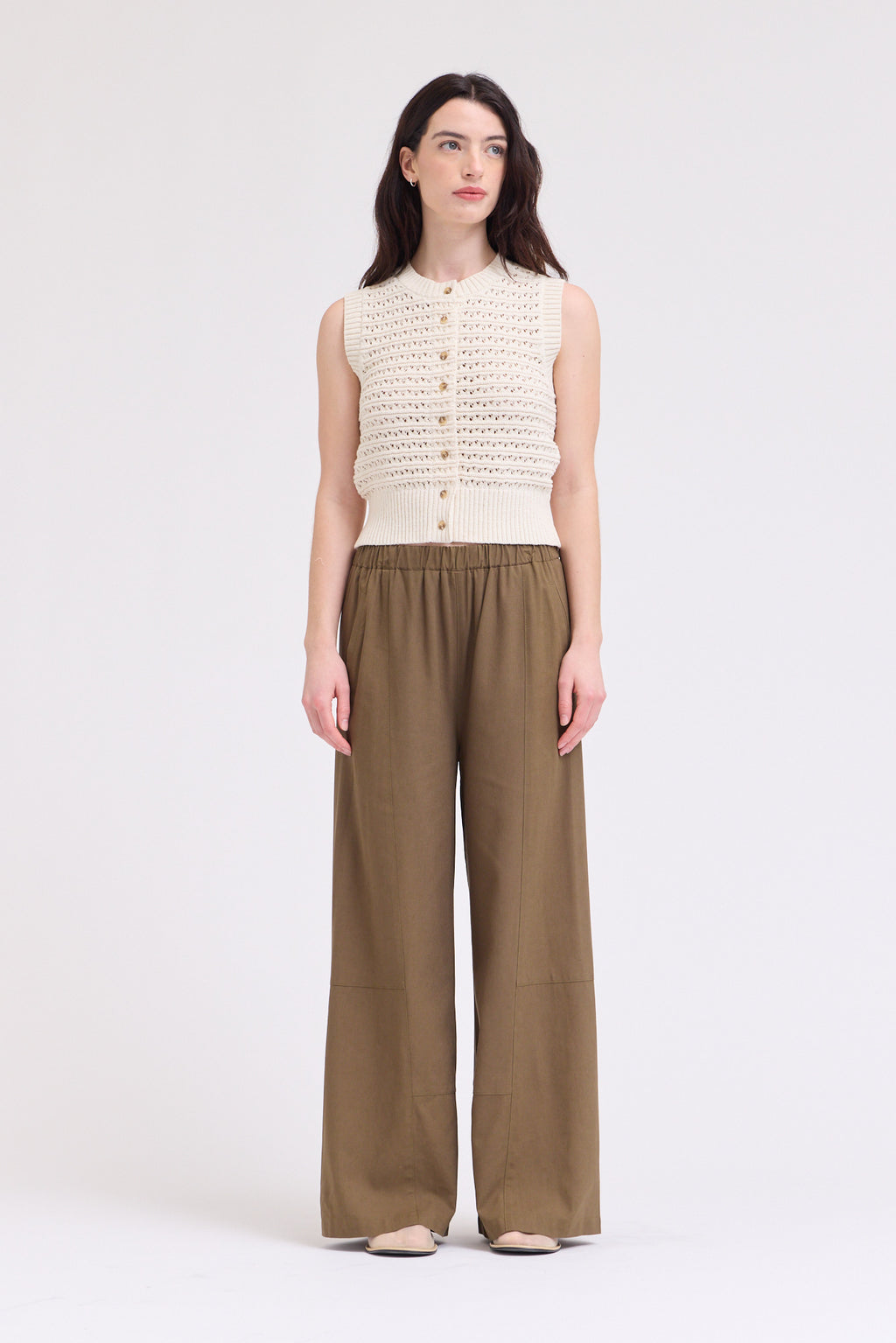 Texture Knitted Button Up Top