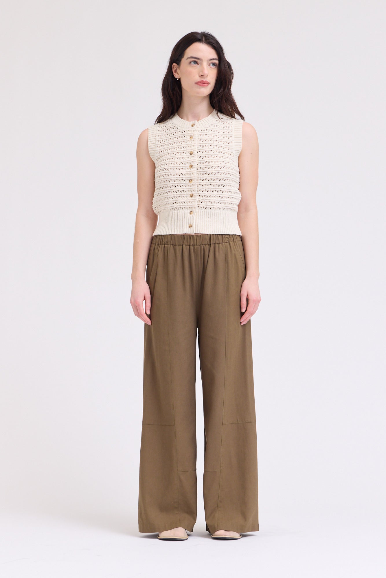 Texture Knitted Button Up Top