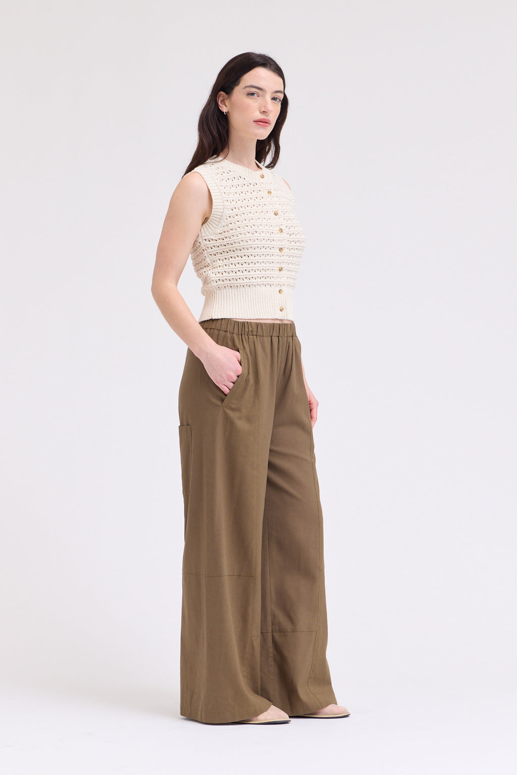 Texture Knitted Button Up Top