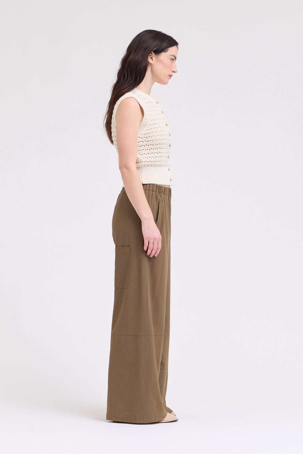 Texture Knitted Button Up Top