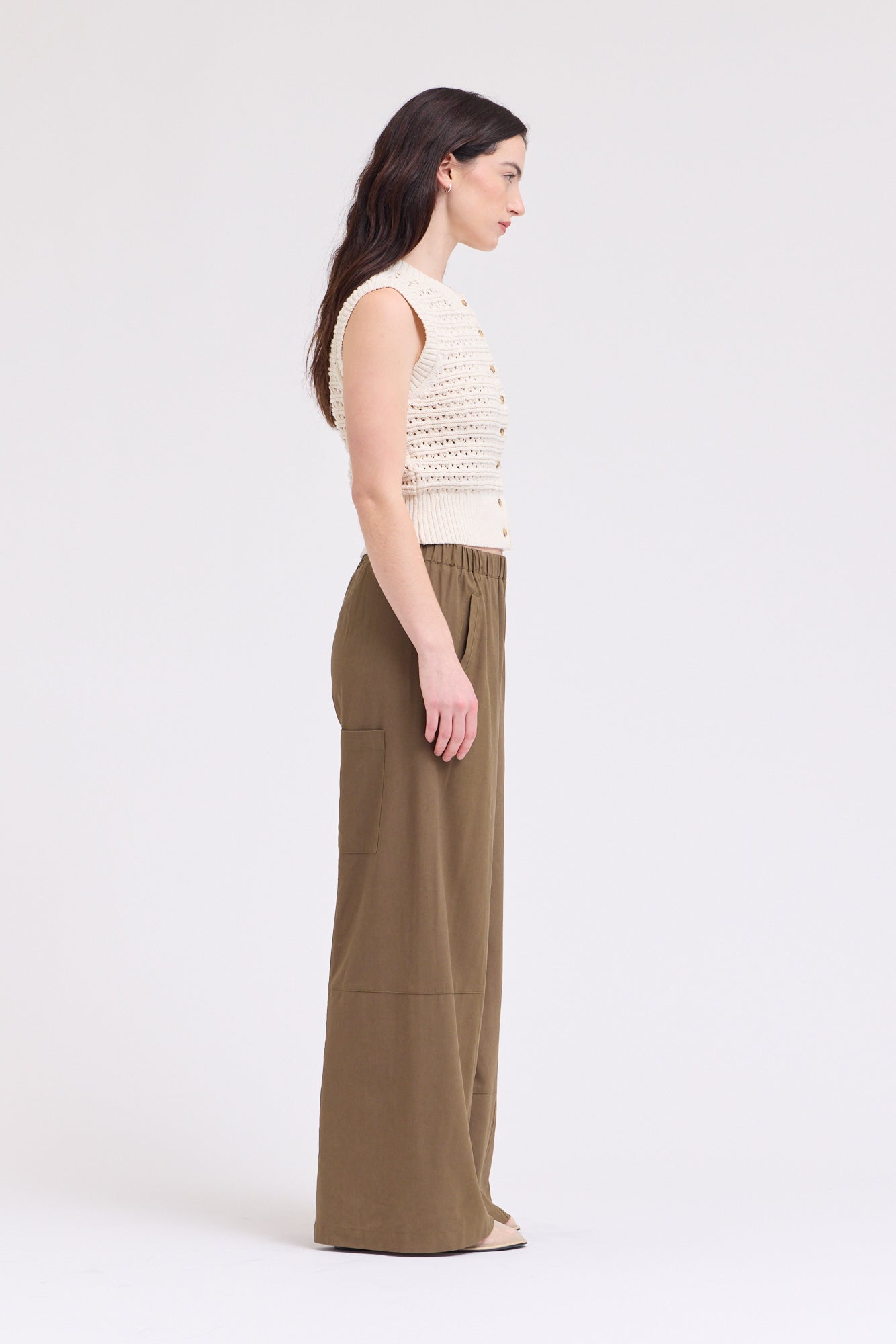Texture Knitted Button Up Top