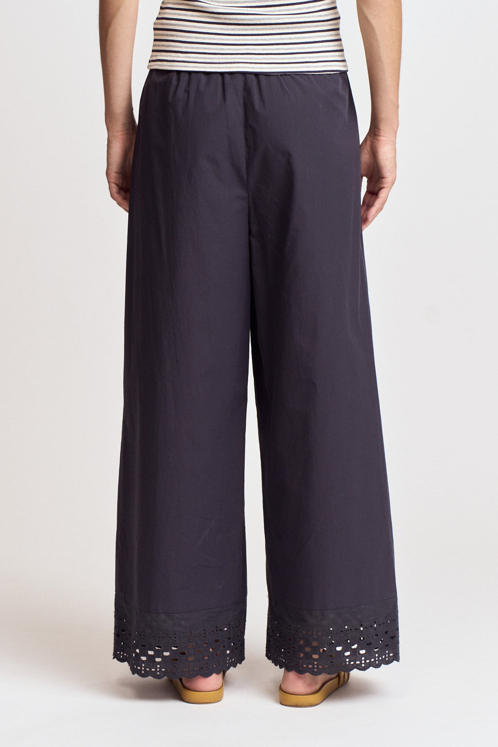 Cotton Eyelet Hem Snuggle Pants in Atlantic