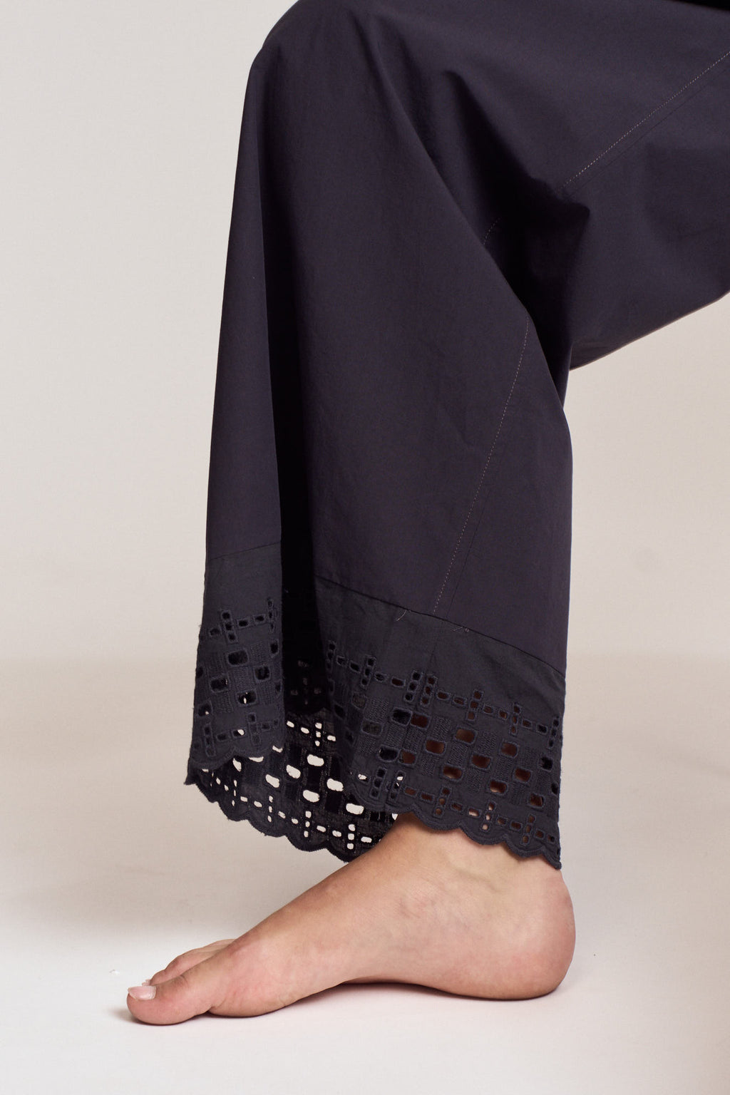 Cotton Eyelet Hem Snuggle Pants in Atlantic