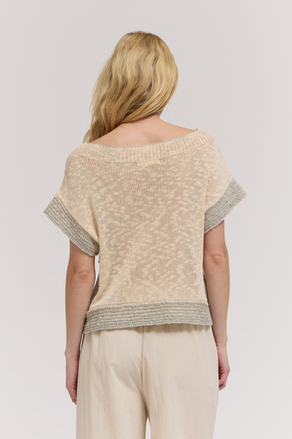 Drop Shoulder Overlap Side Seam Knit Top in Cloud