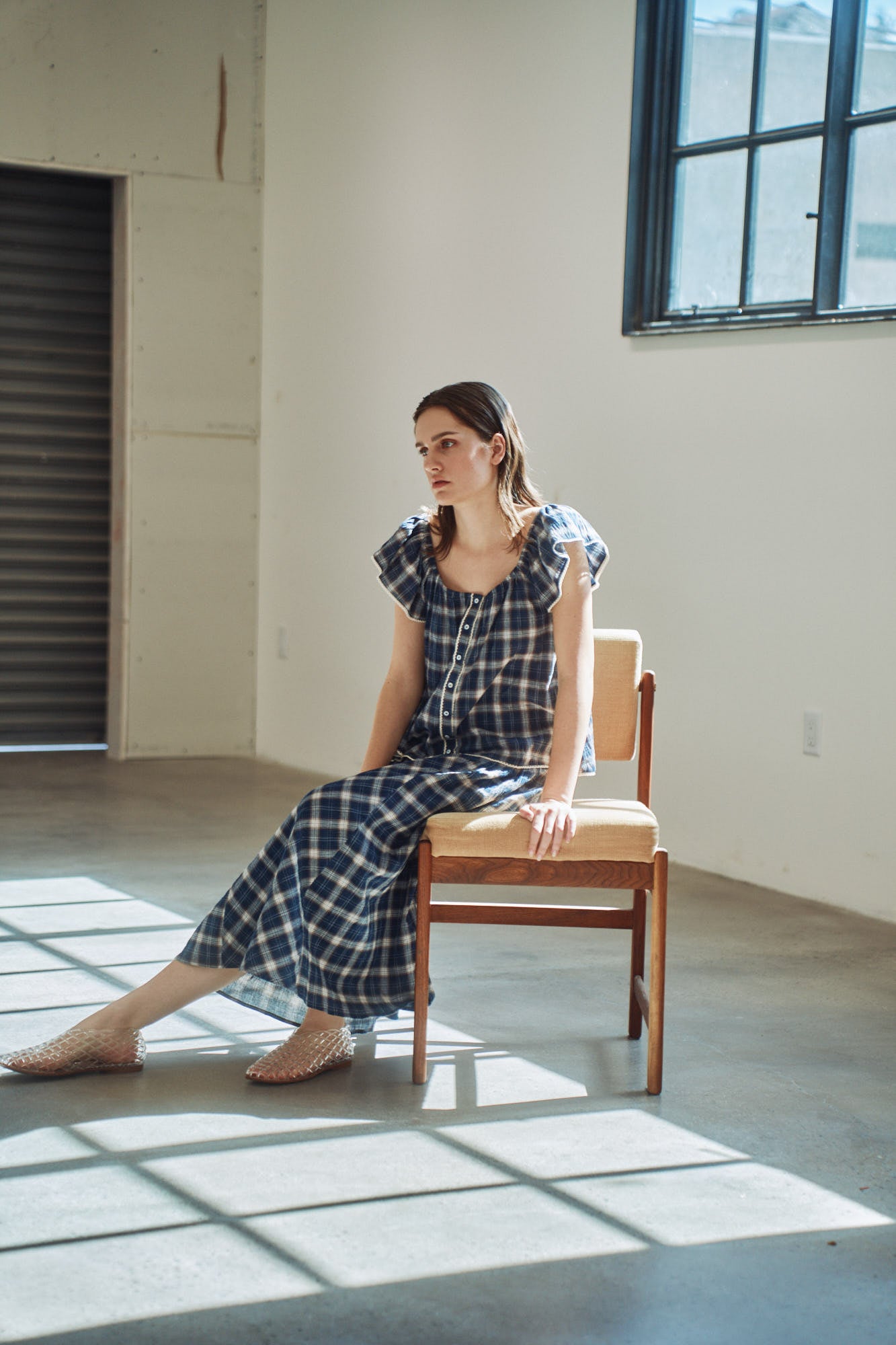 Plaid Eyelet Blouse in Midnight