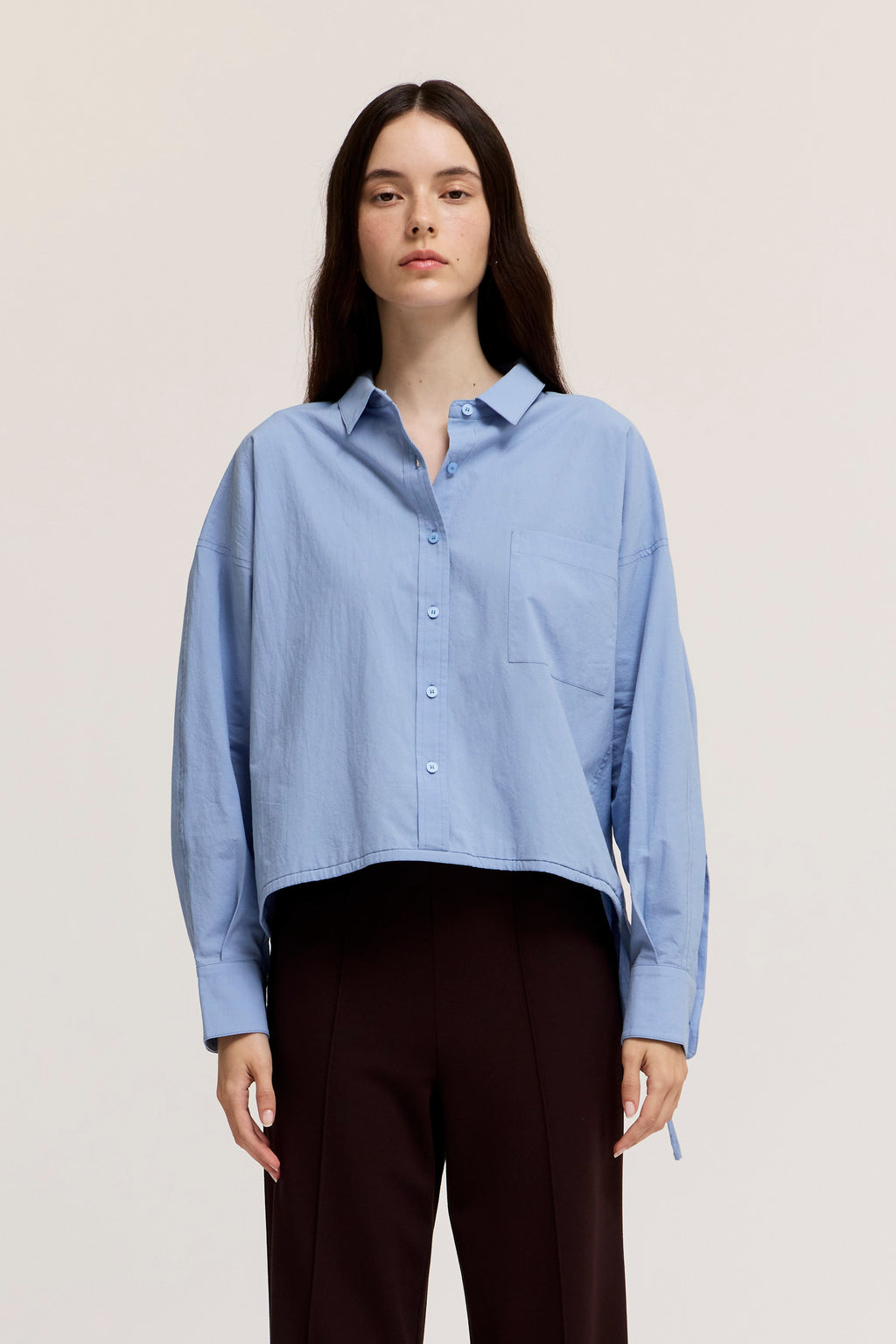 Drawstring Hem Shirt in Cornflower