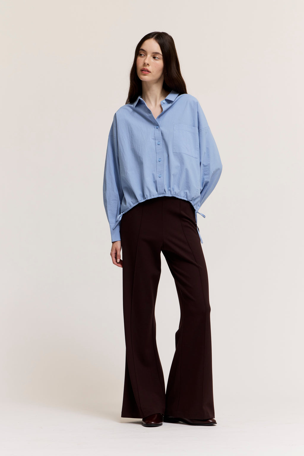 Drawstring Hem Shirt in Cornflower