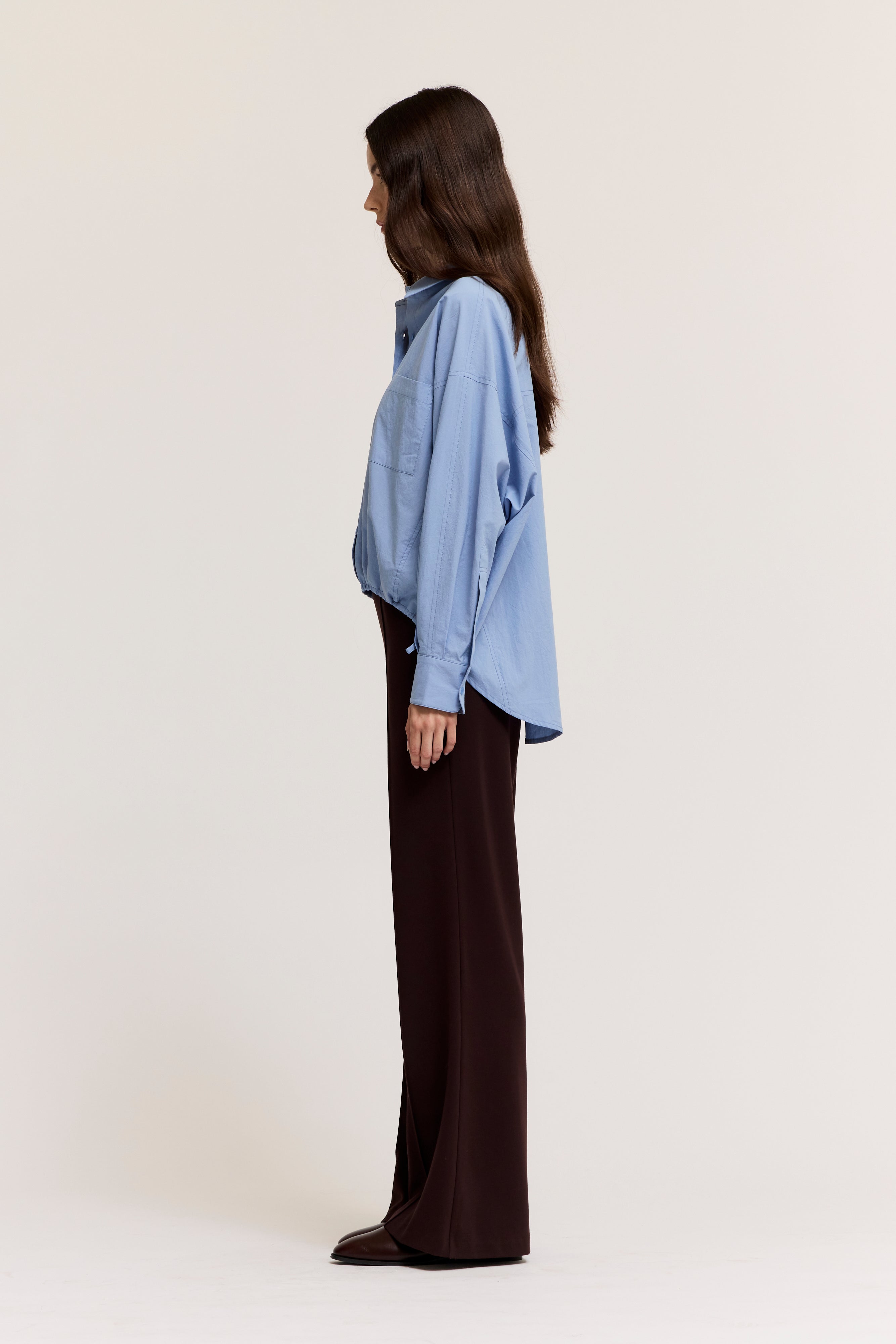 Drawstring Hem Shirt in Cornflower