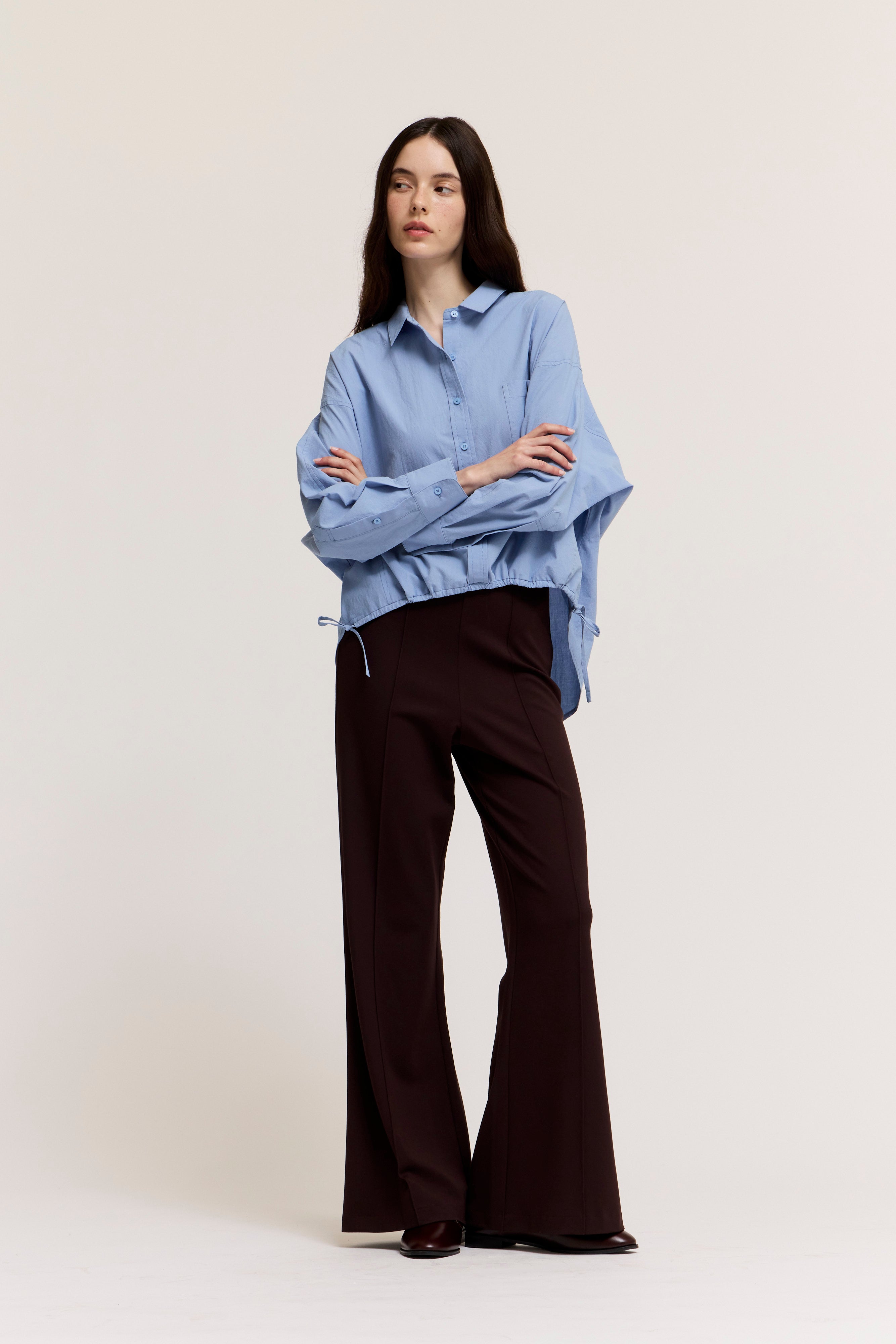 Drawstring Hem Shirt in Cornflower
