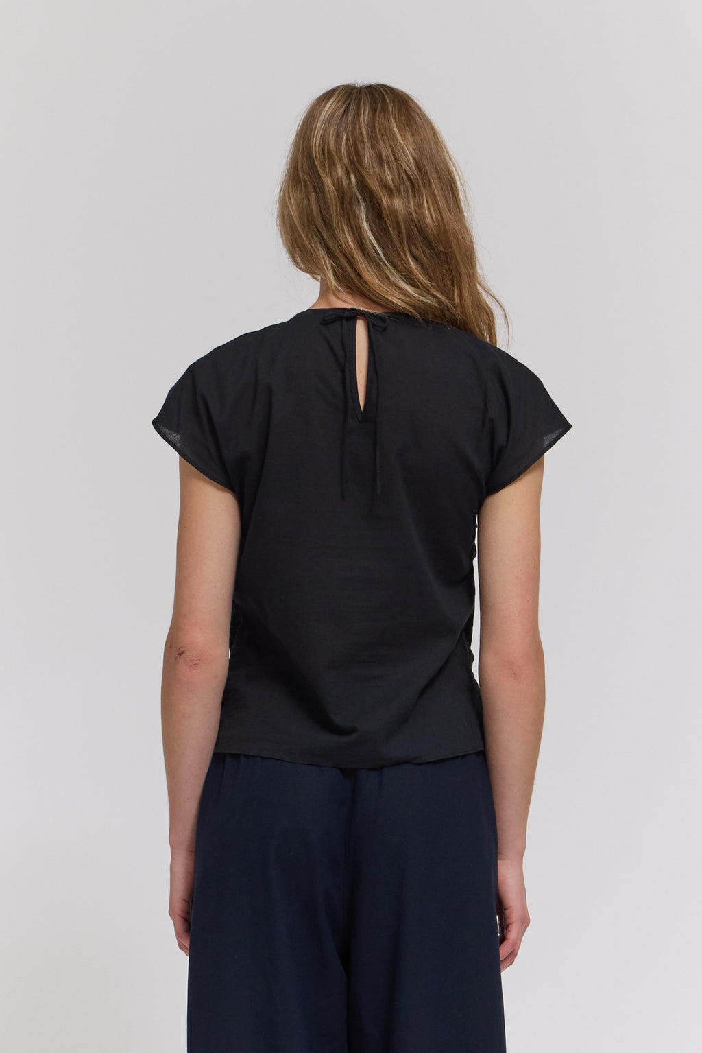Smocked Front Blouse in Black