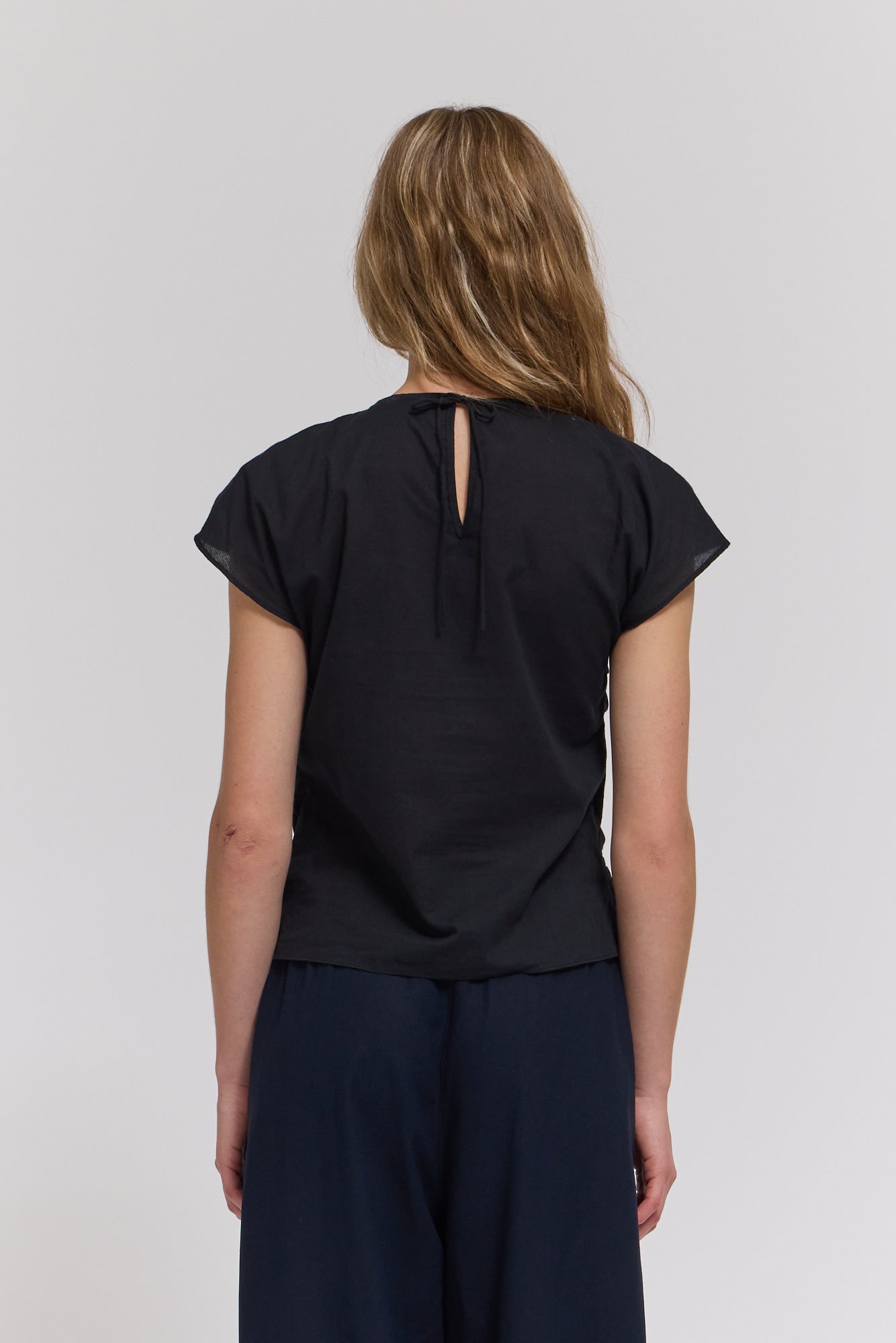 Smocked Front Blouse in Black