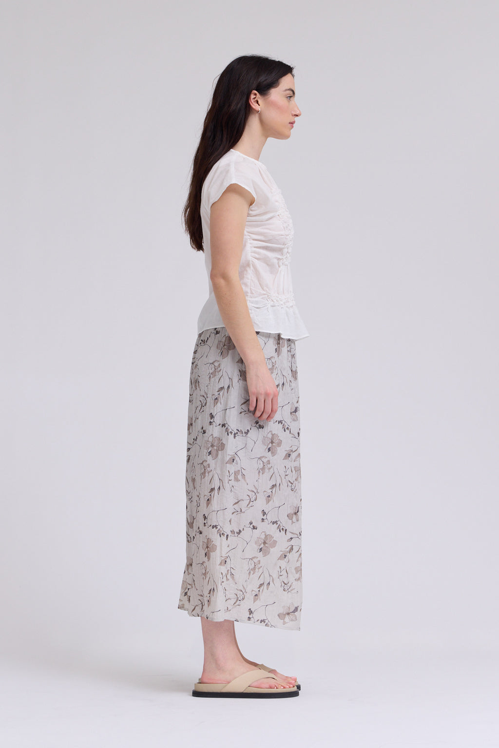 Smocked Front Blouse in Off White