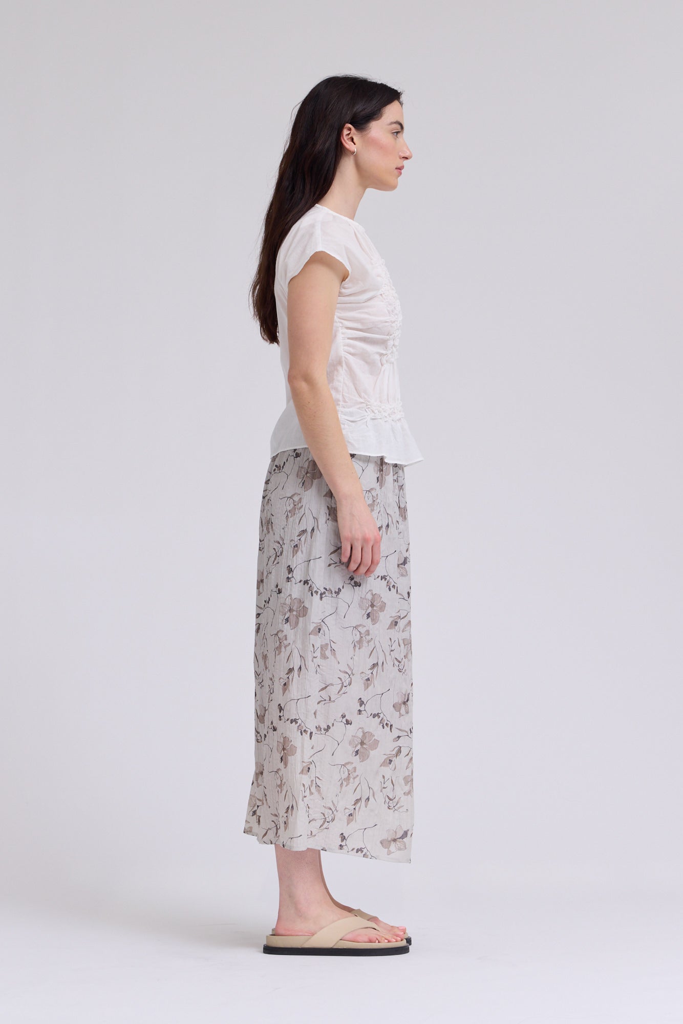 Smocked Front Blouse in Off White