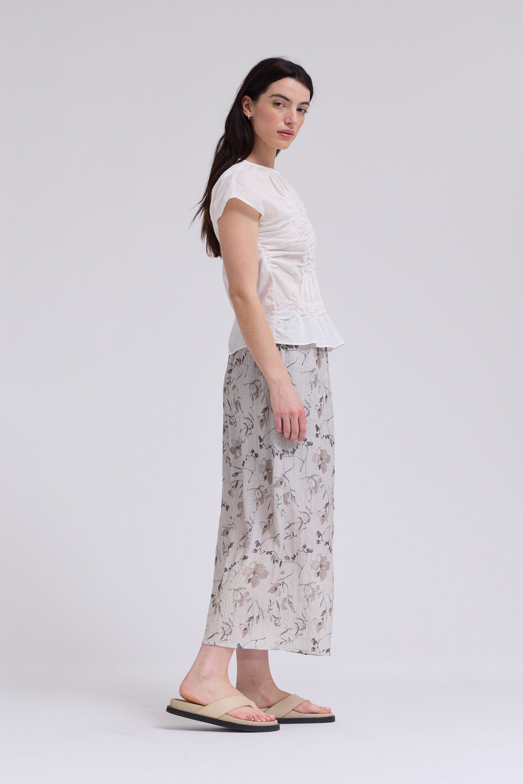 Smocked Front Blouse in Off White