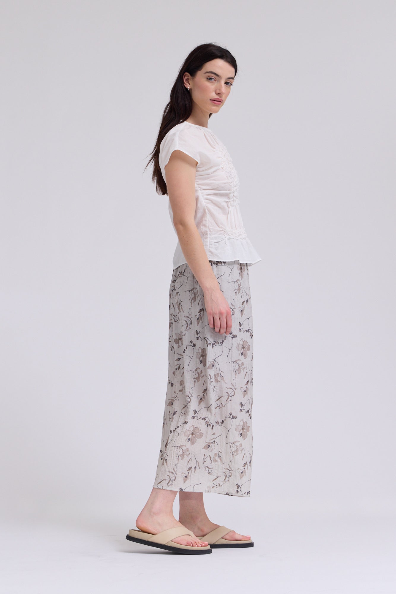 Smocked Front Blouse in Off White