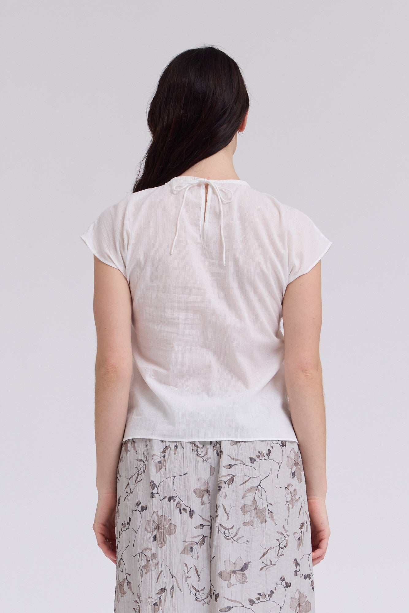 Smocked Front Blouse in Off White