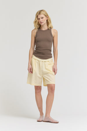 Elastic Waist Band Bermuda Shorts in Butter