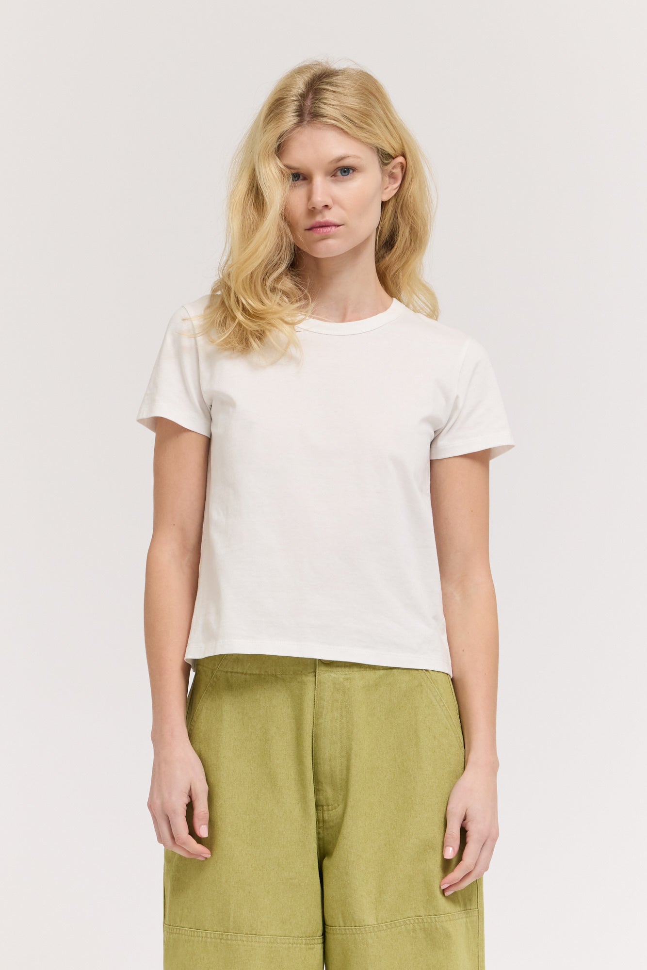 Standard Fit Cotton T Shirt in Off White