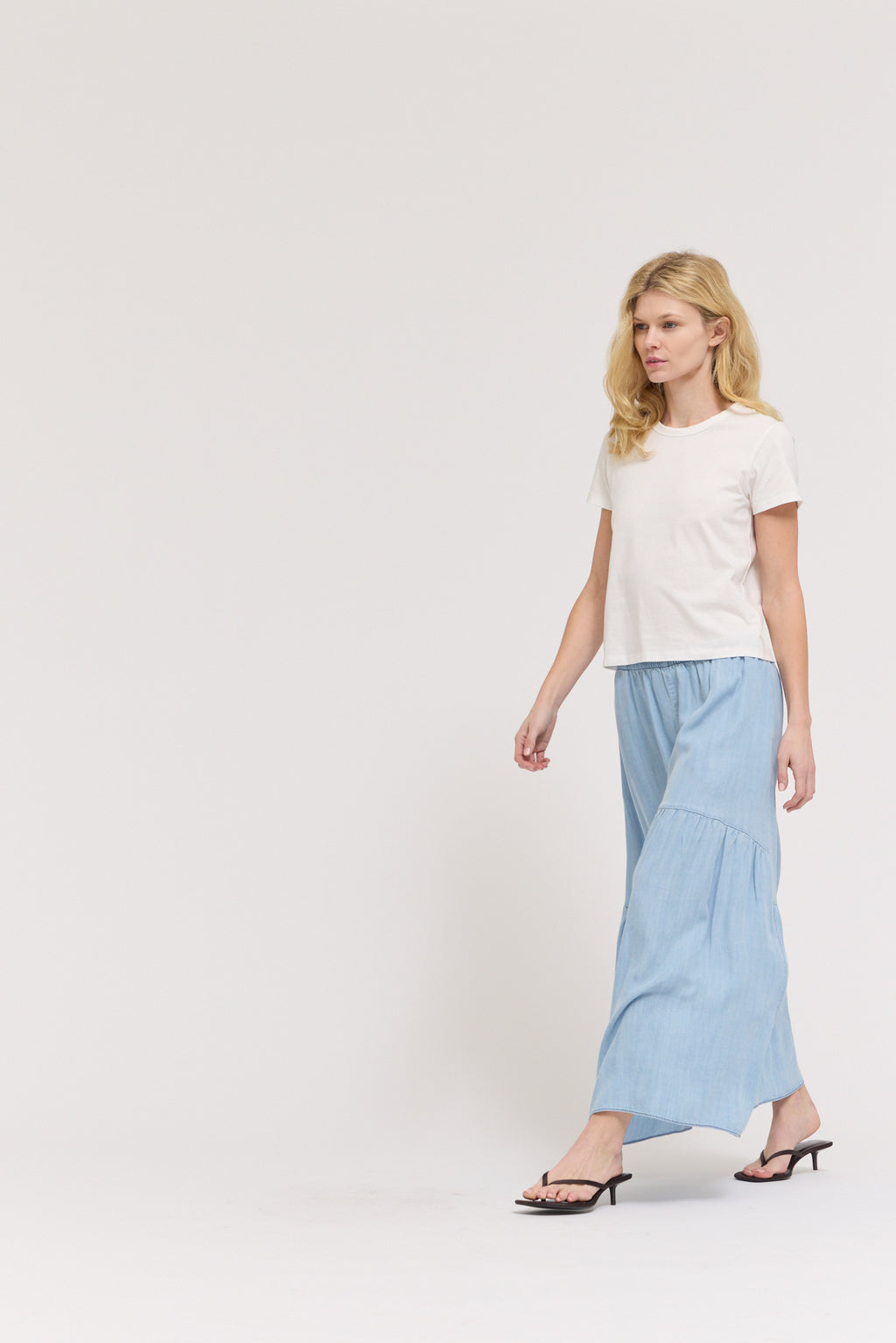 Chambray Diagonal Tier Skirt