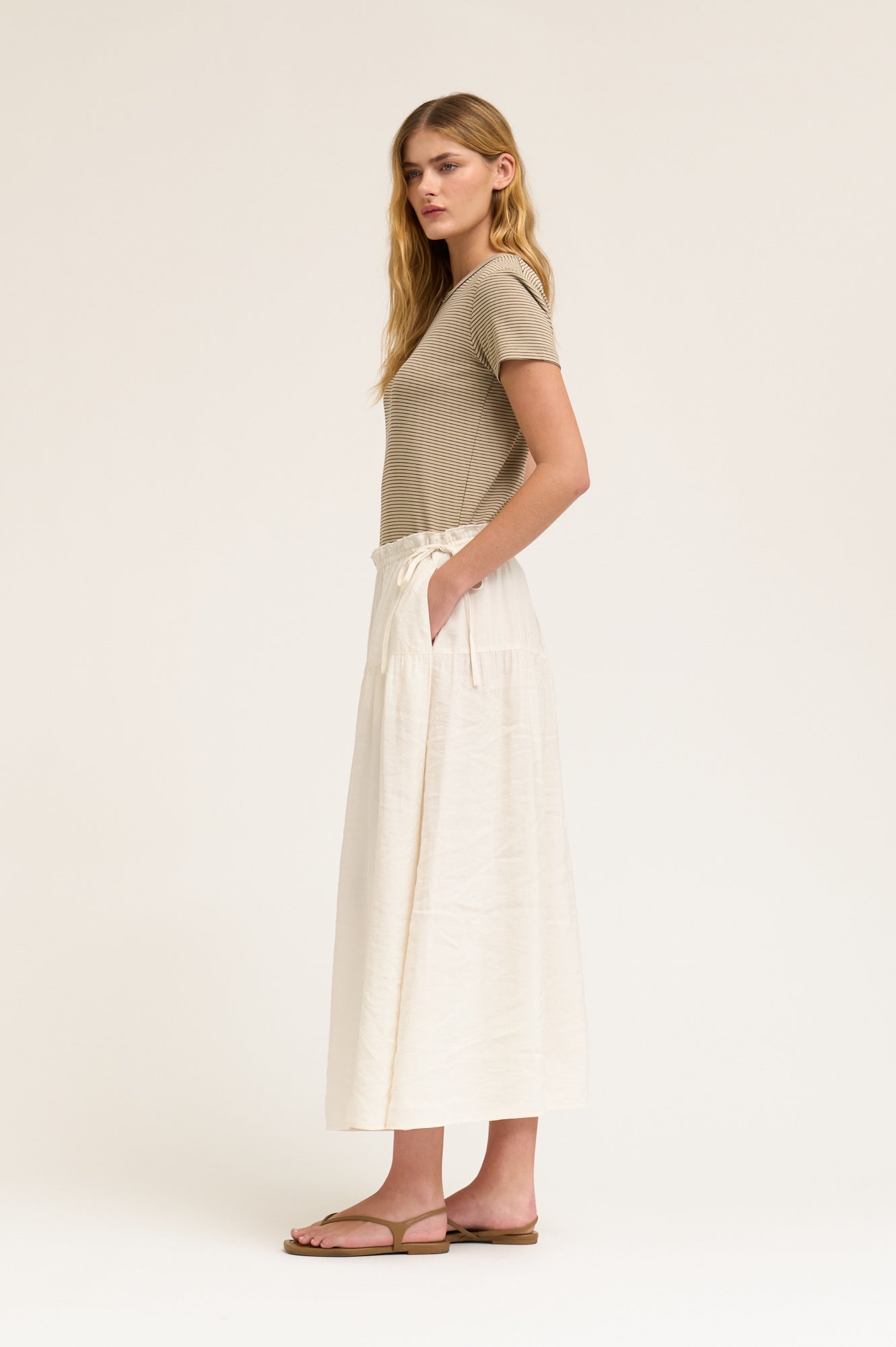 Drawstring Waist Skirt in Soy
