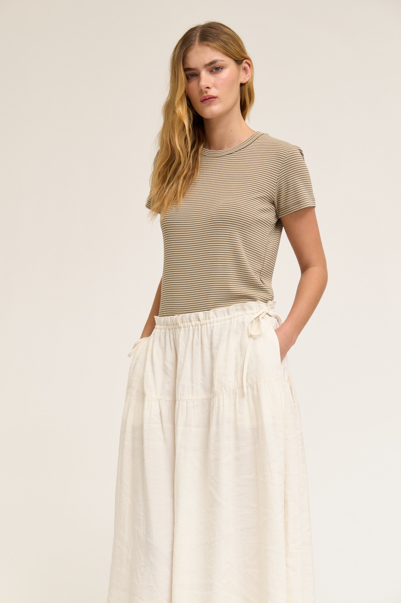 Drawstring Waist Skirt in Soy