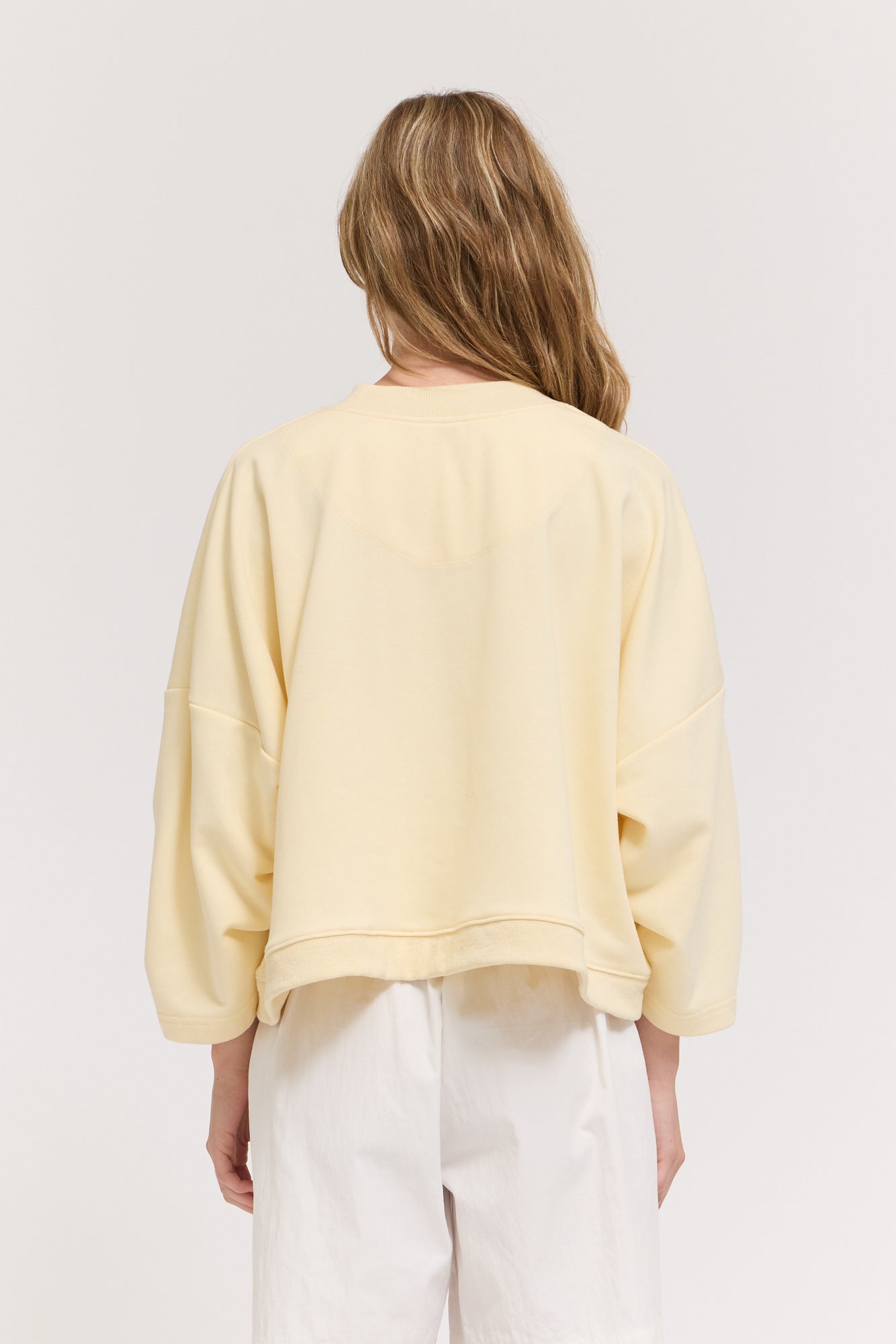 Rib And Terry Crewneck Top in Butter