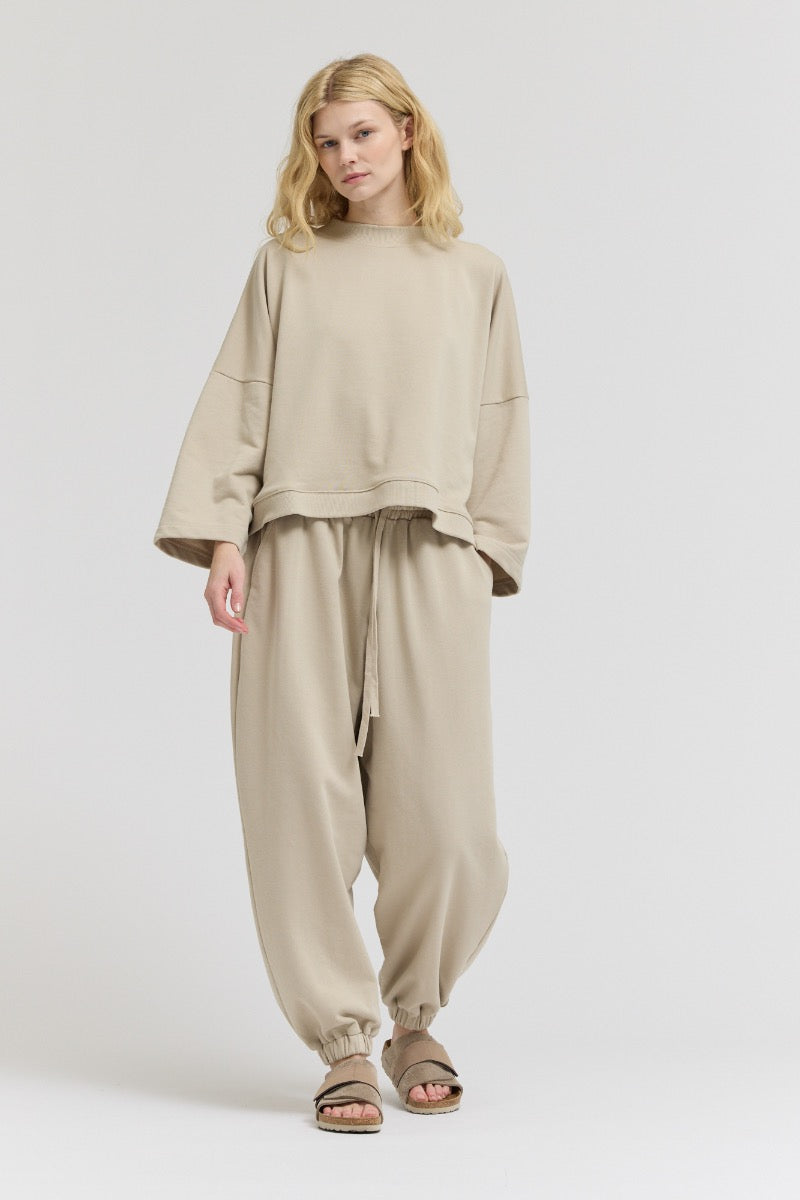 Rib And Terry Sweat Pants in Papyrus