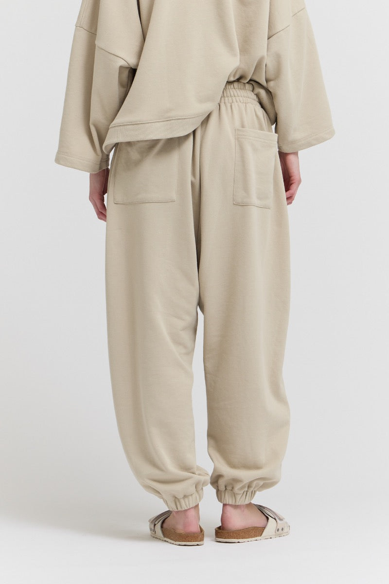 Rib And Terry Sweat Pants in Papyrus