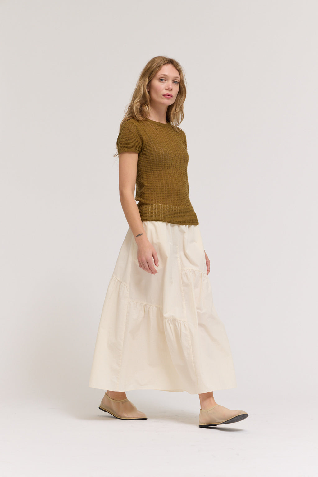 Diagonal Tier Skirt in Soy
