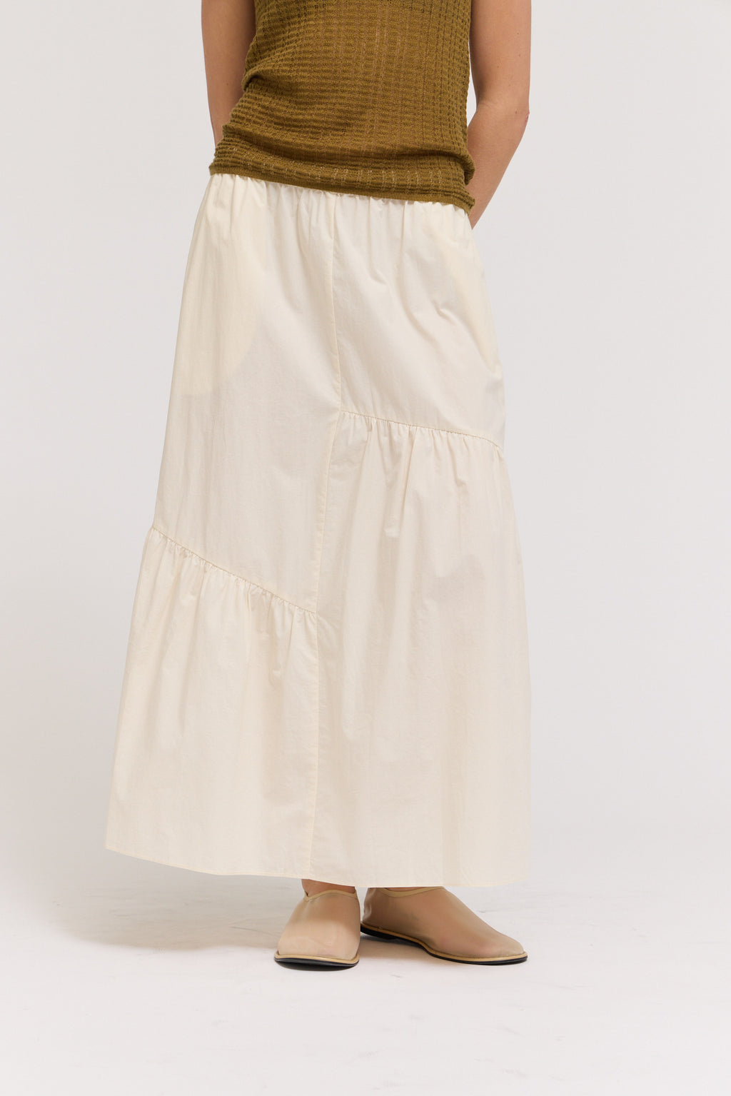 Diagonal Tier Skirt in Soy
