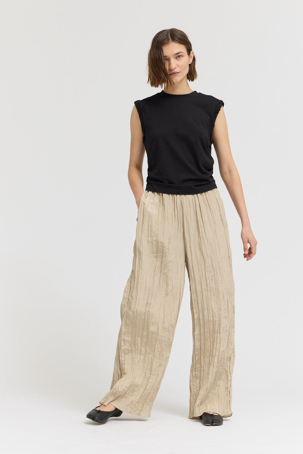 Crinkle Smocked Waist Pant