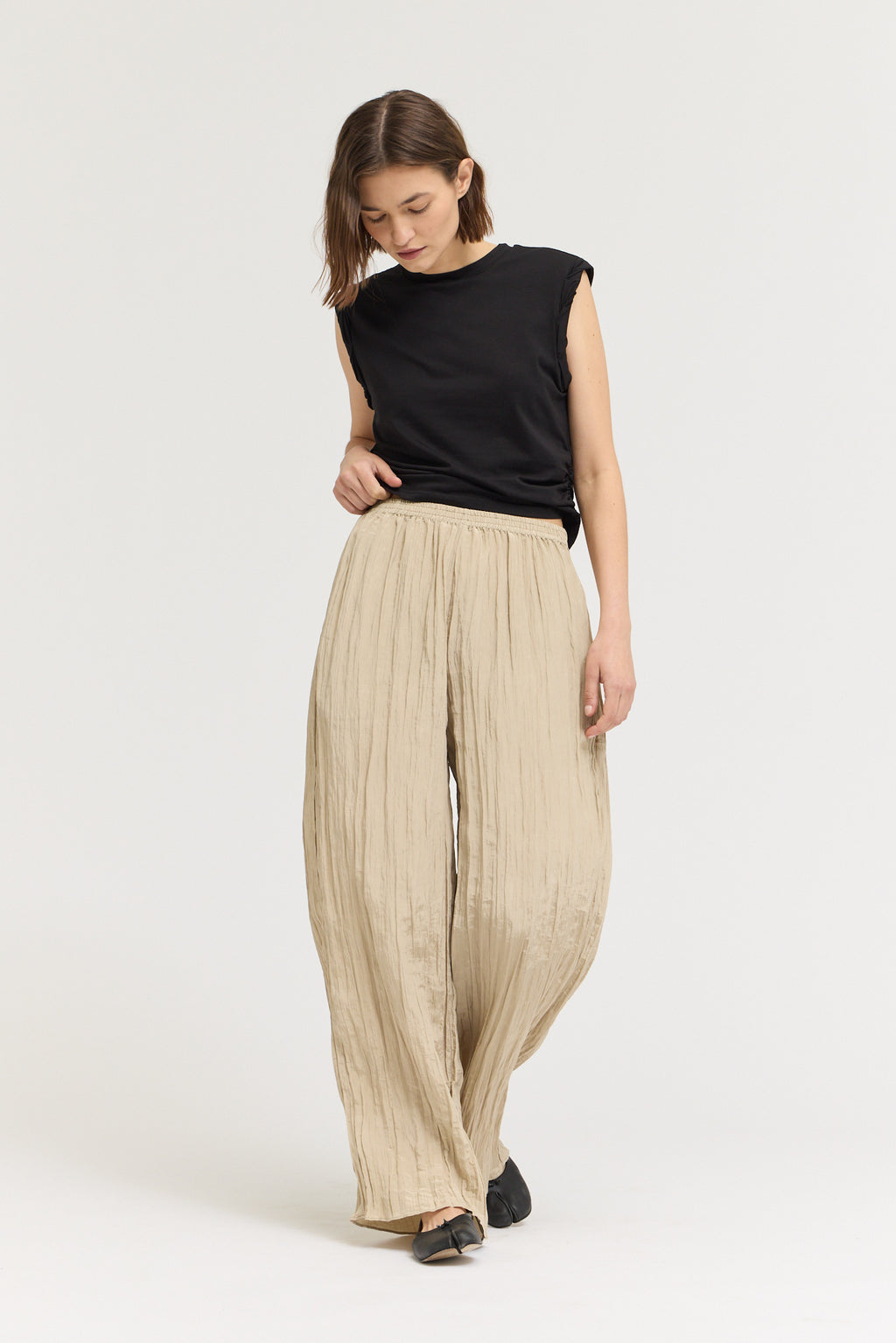 Crinkle Smocked Waist Pant