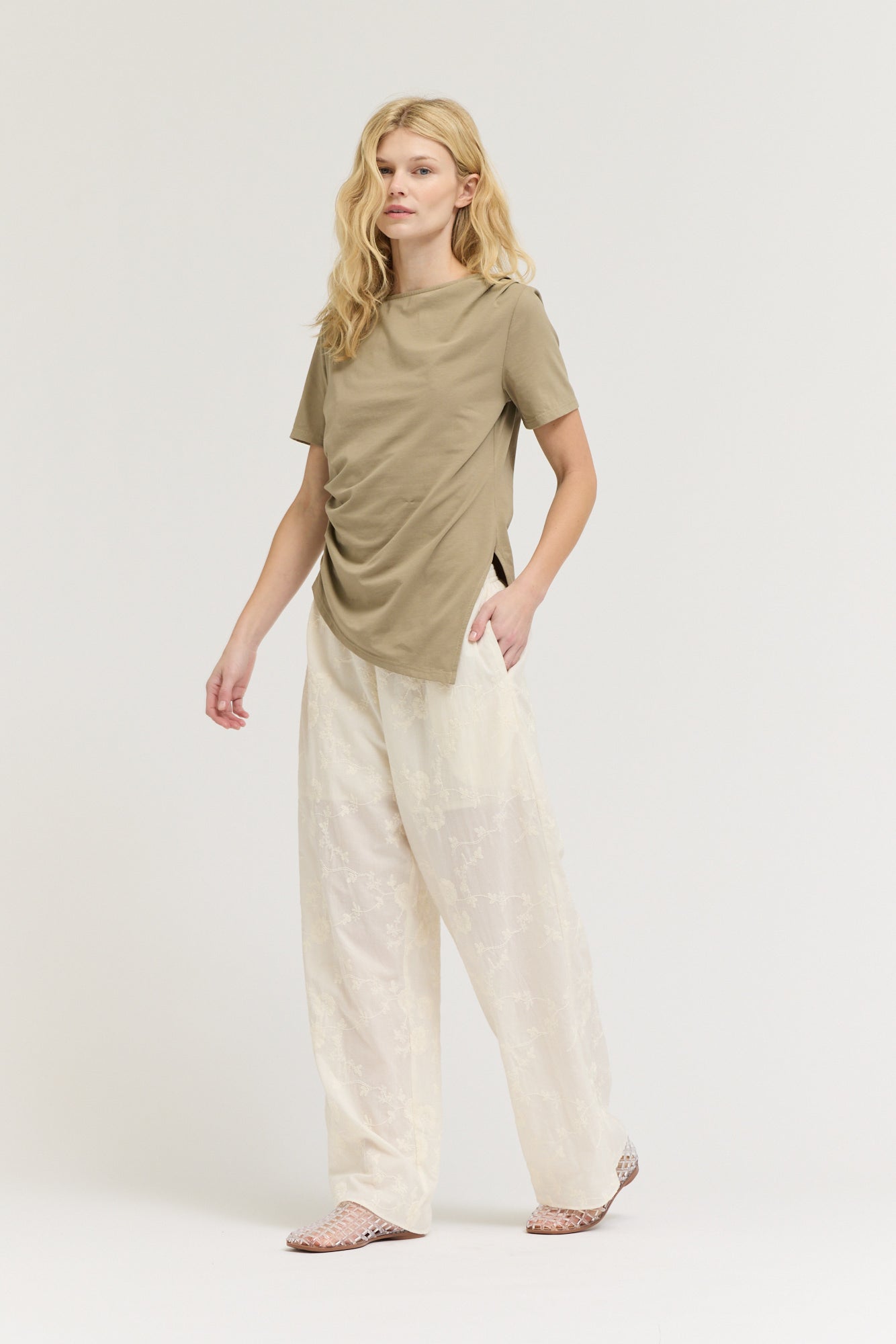 Asymmetric Jersey Top in Dry Sage